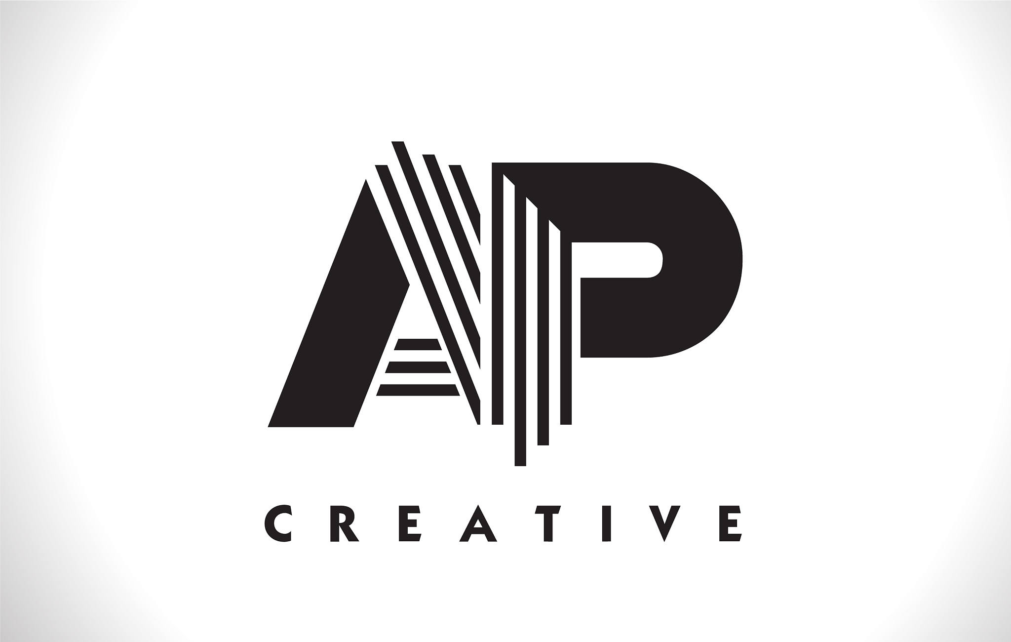 ap logo letter with black lines design line letter