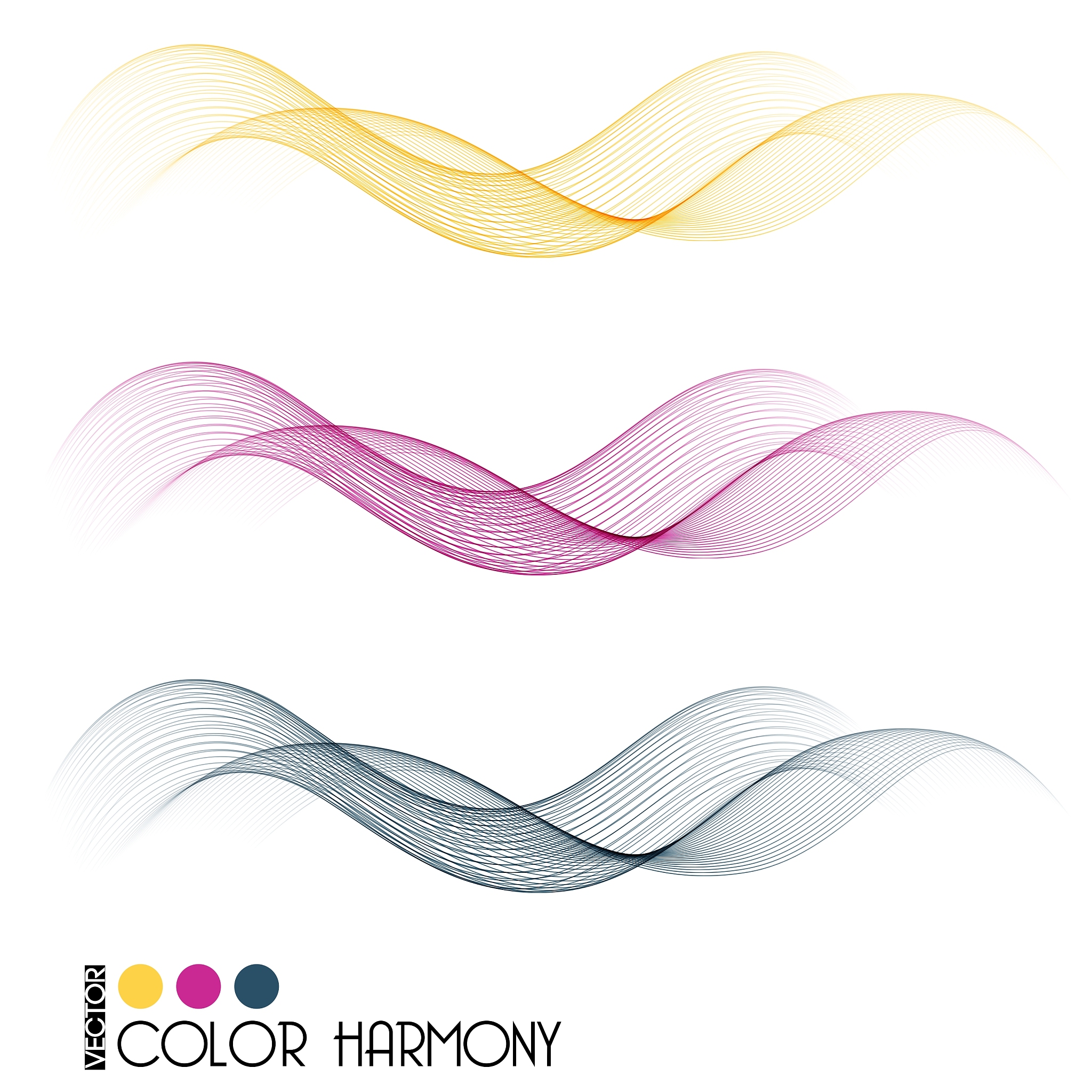 set of color curve lines