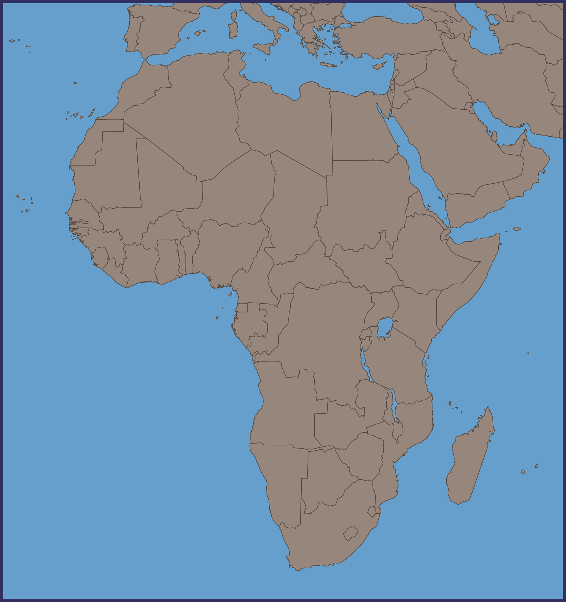 empty political map of africa