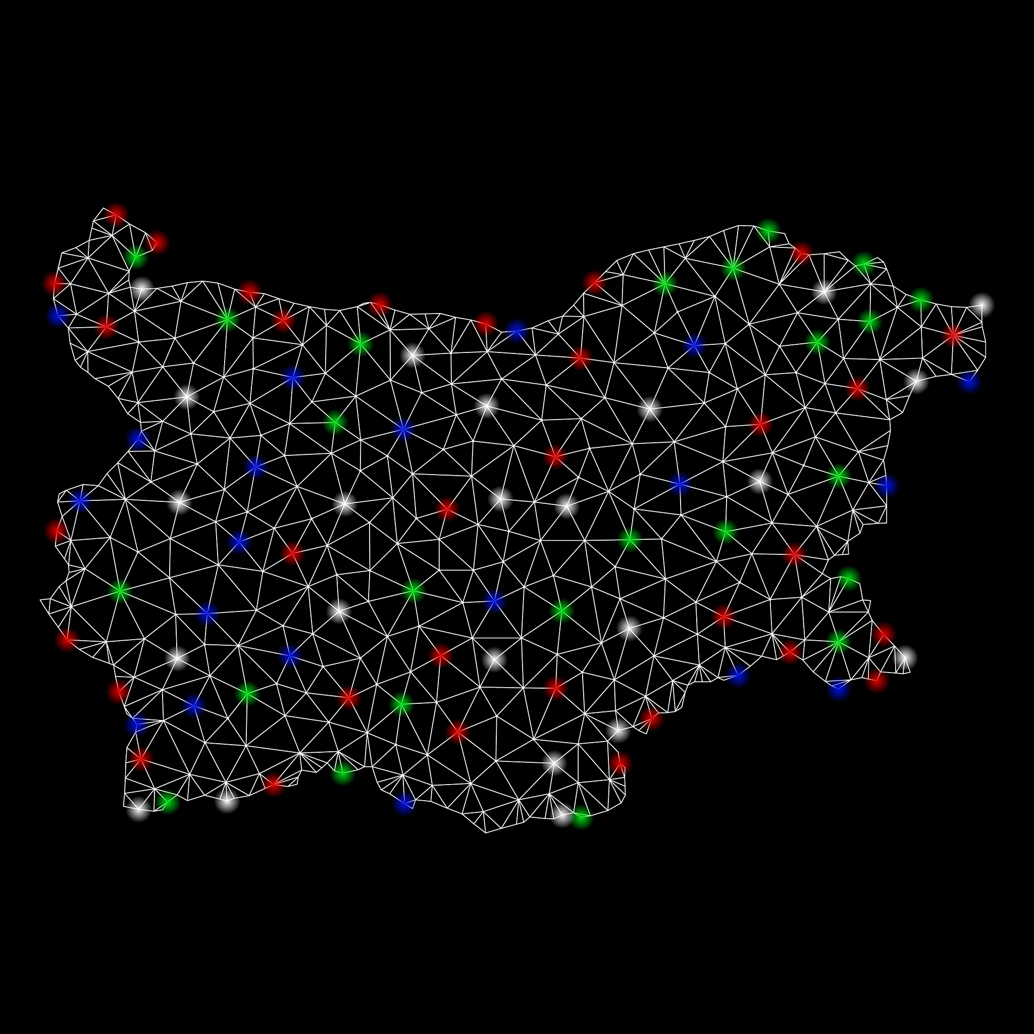 bright mesh carcass bulgaria map with flash spots