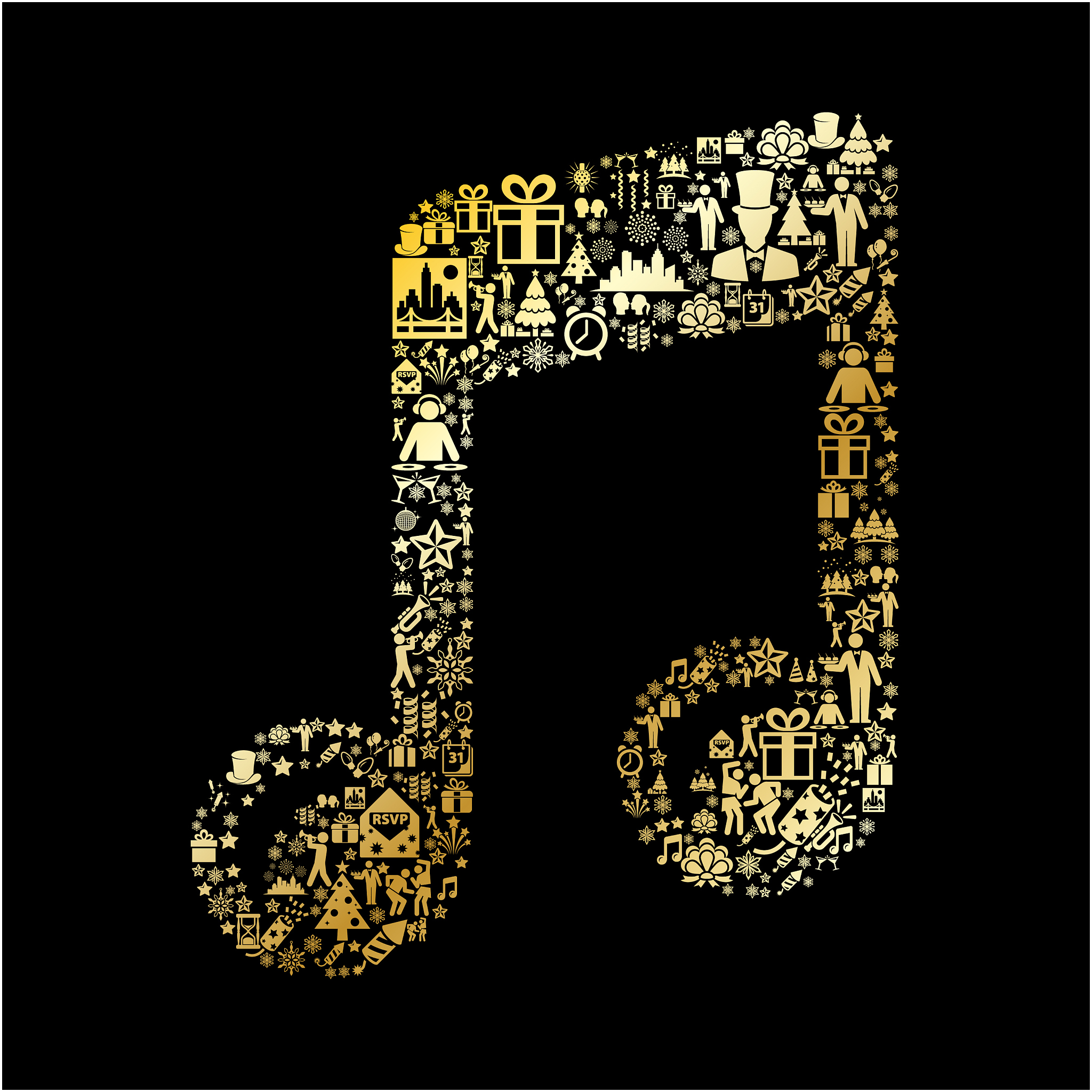 music  new year golden celebration party