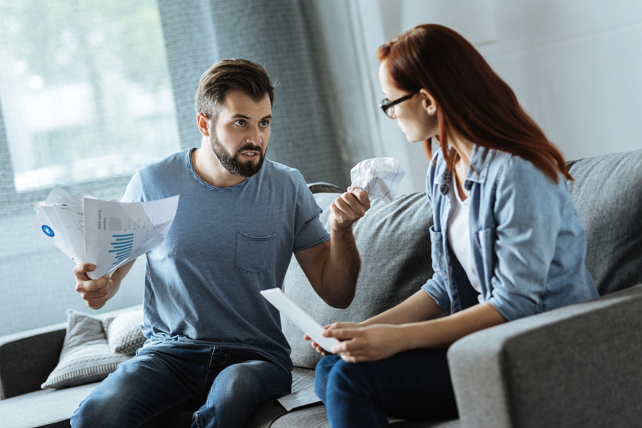 unhappy brutal man being angry at his girlfriend