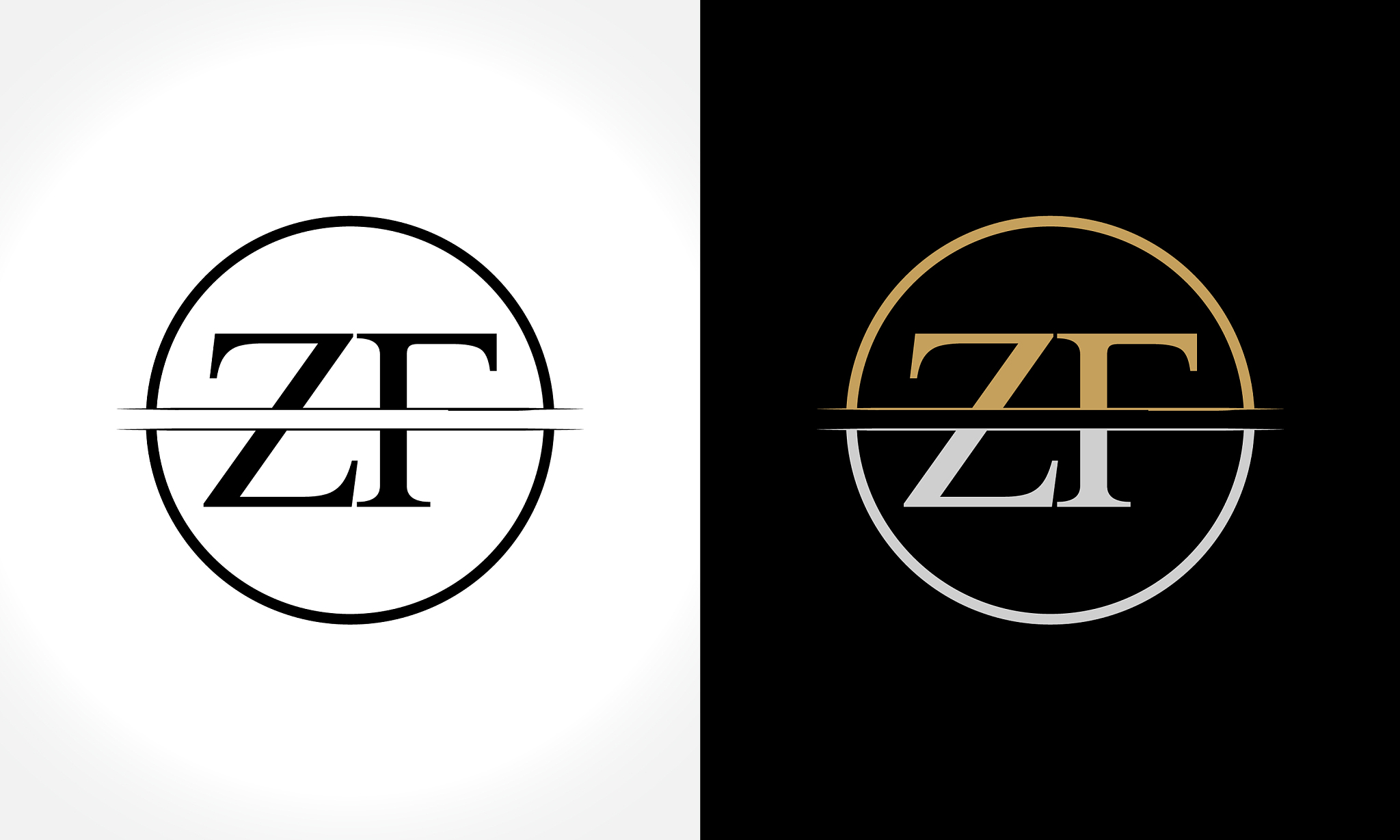 initial zf logo design template creative letter