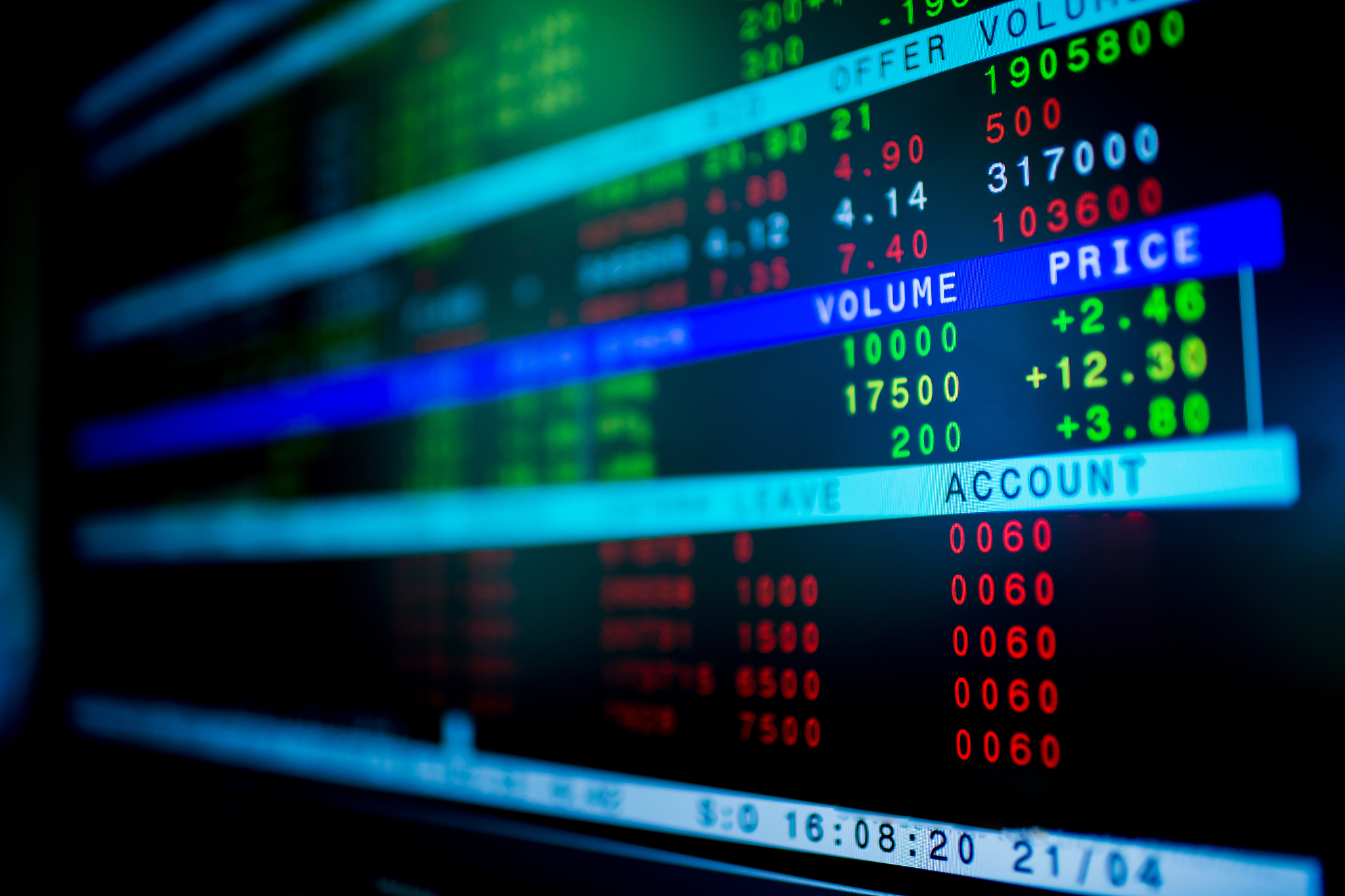 stock exchange market business concept with selective focus effe