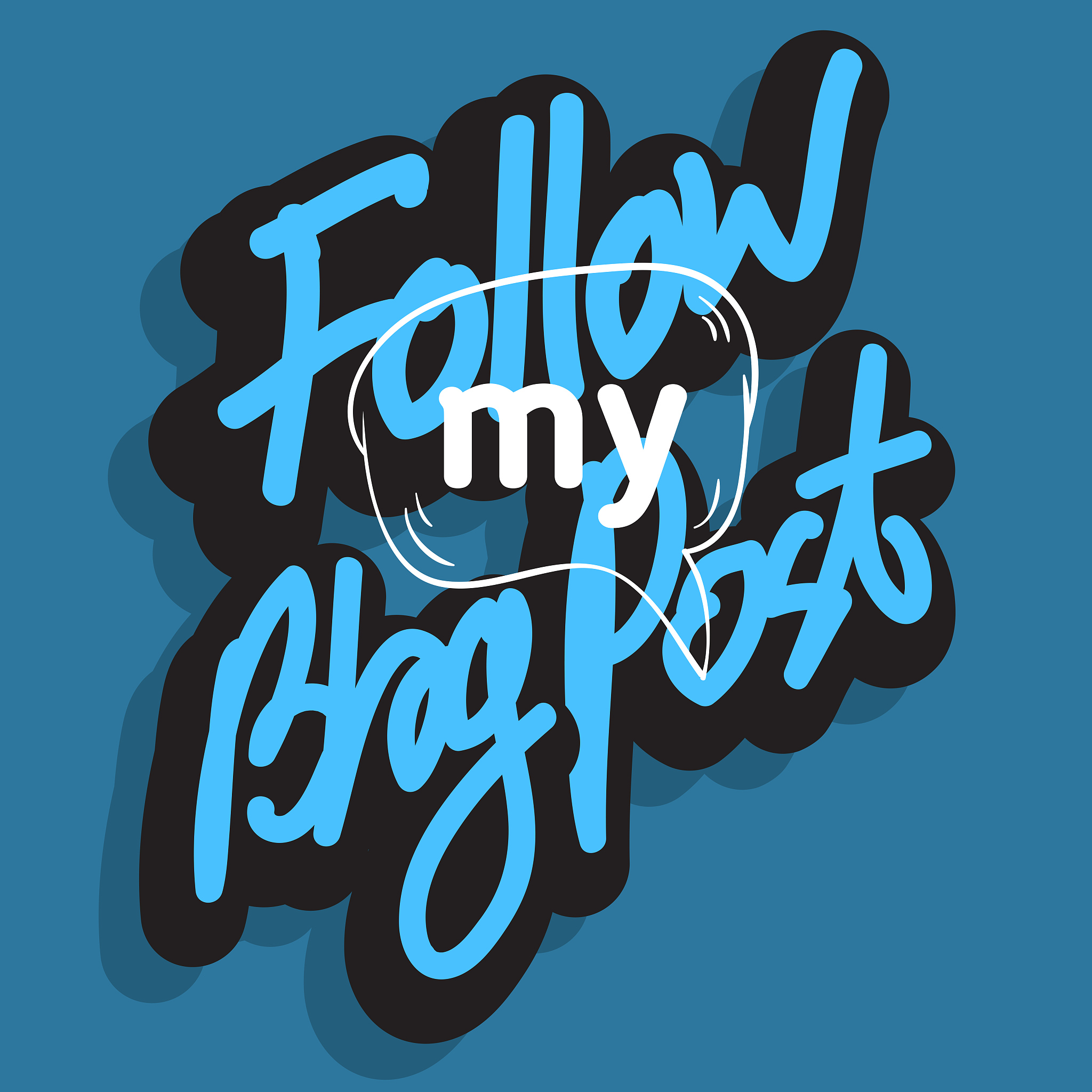 follow my blog post artistic lettering type with a cartoon hand 