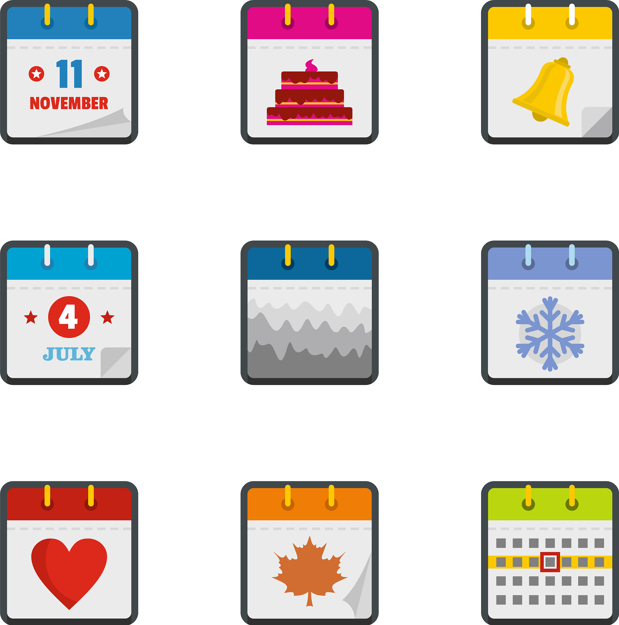 compilation icons set flat style