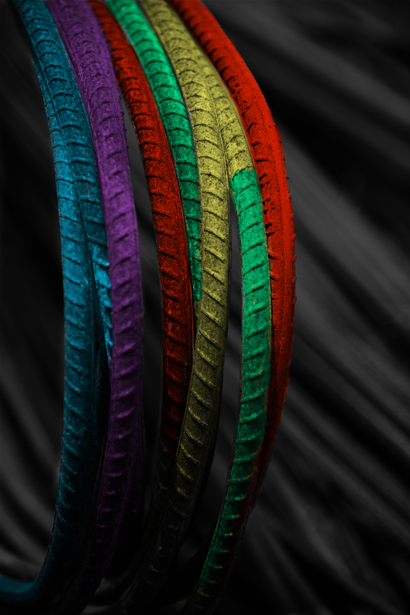 curvy iron bars with multiple colours unique photo