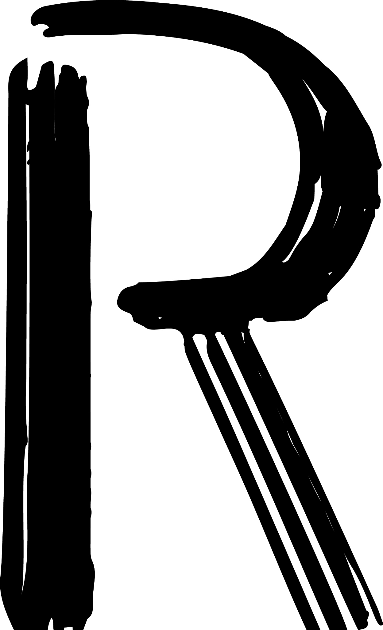 capital letter r painted by brush