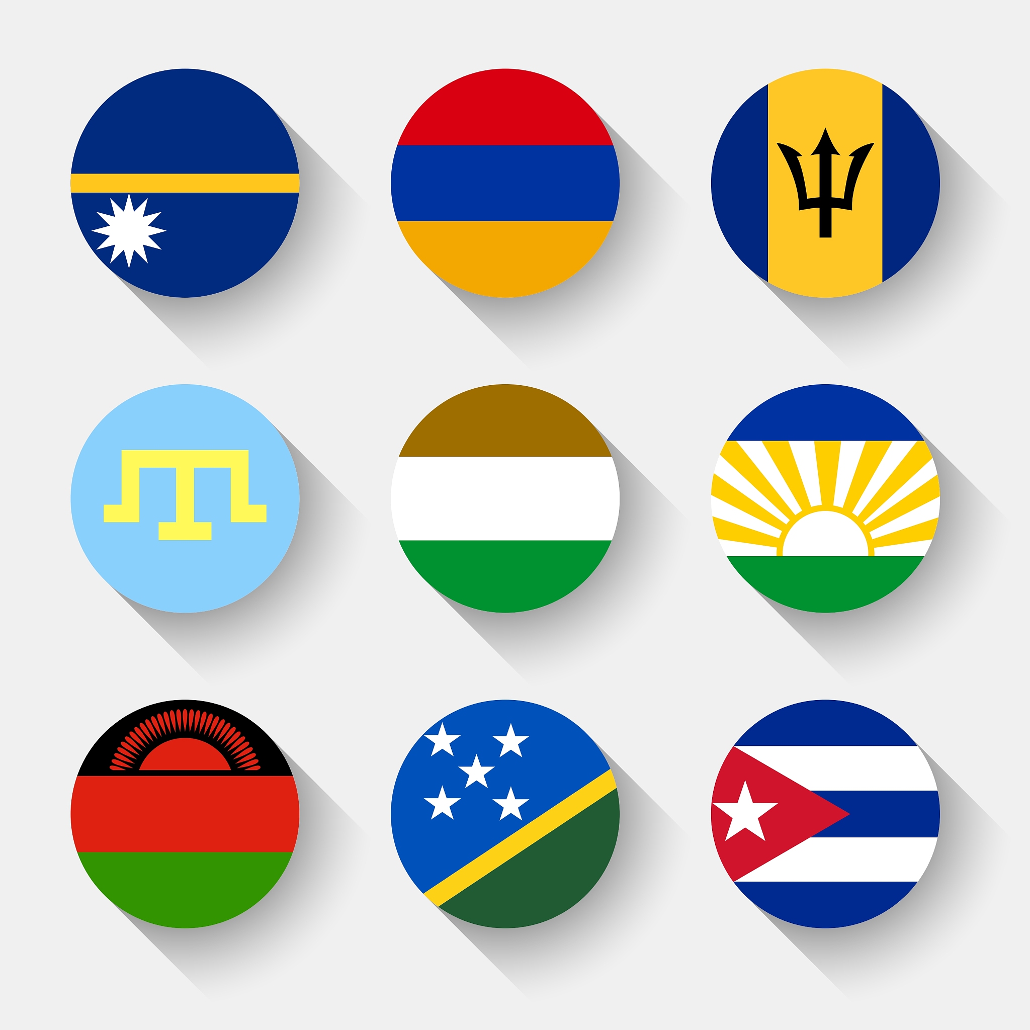 flags of the world round buttons