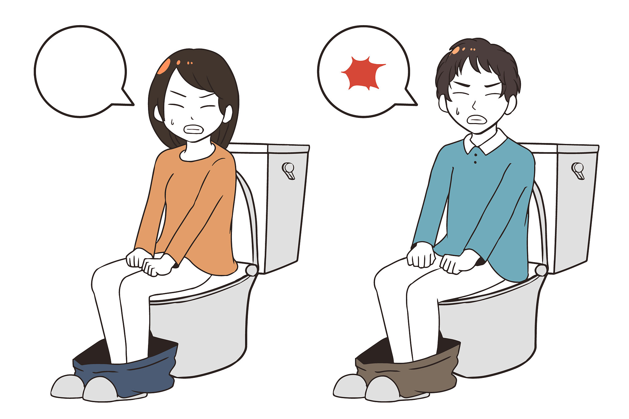 i feel pain and go to the bathroom (speech bubble)