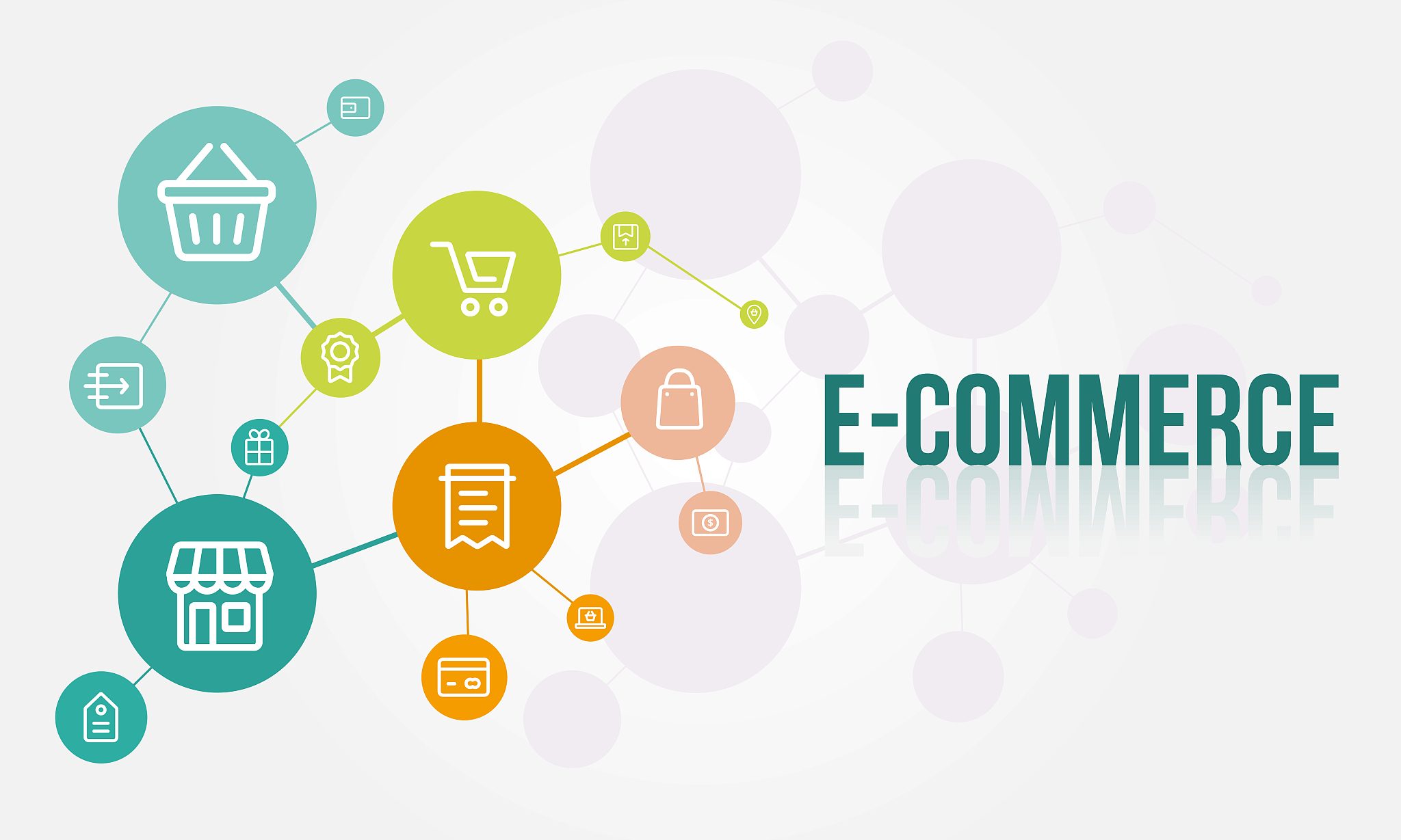 e-commerce background vector, icon, shop illustration, gradient 