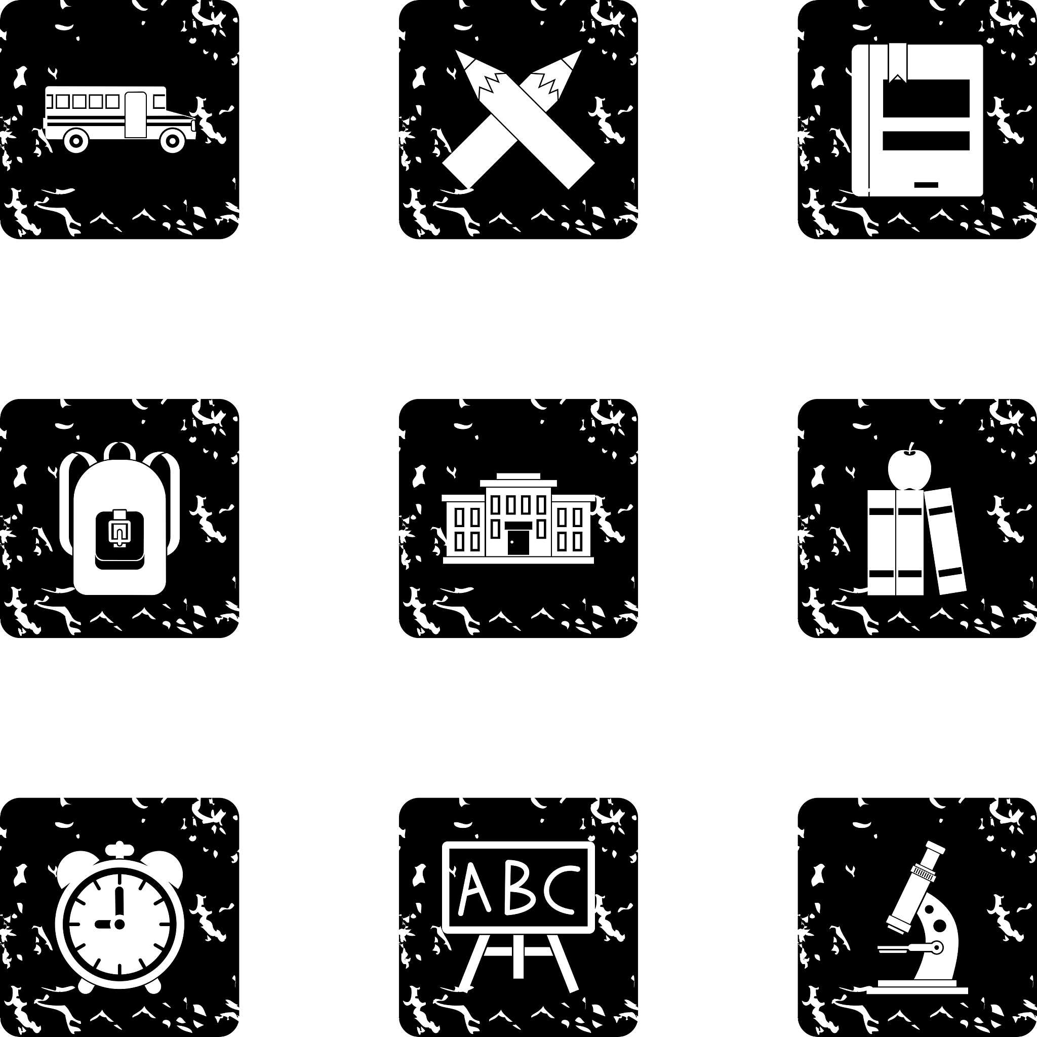 education icons set grunge style