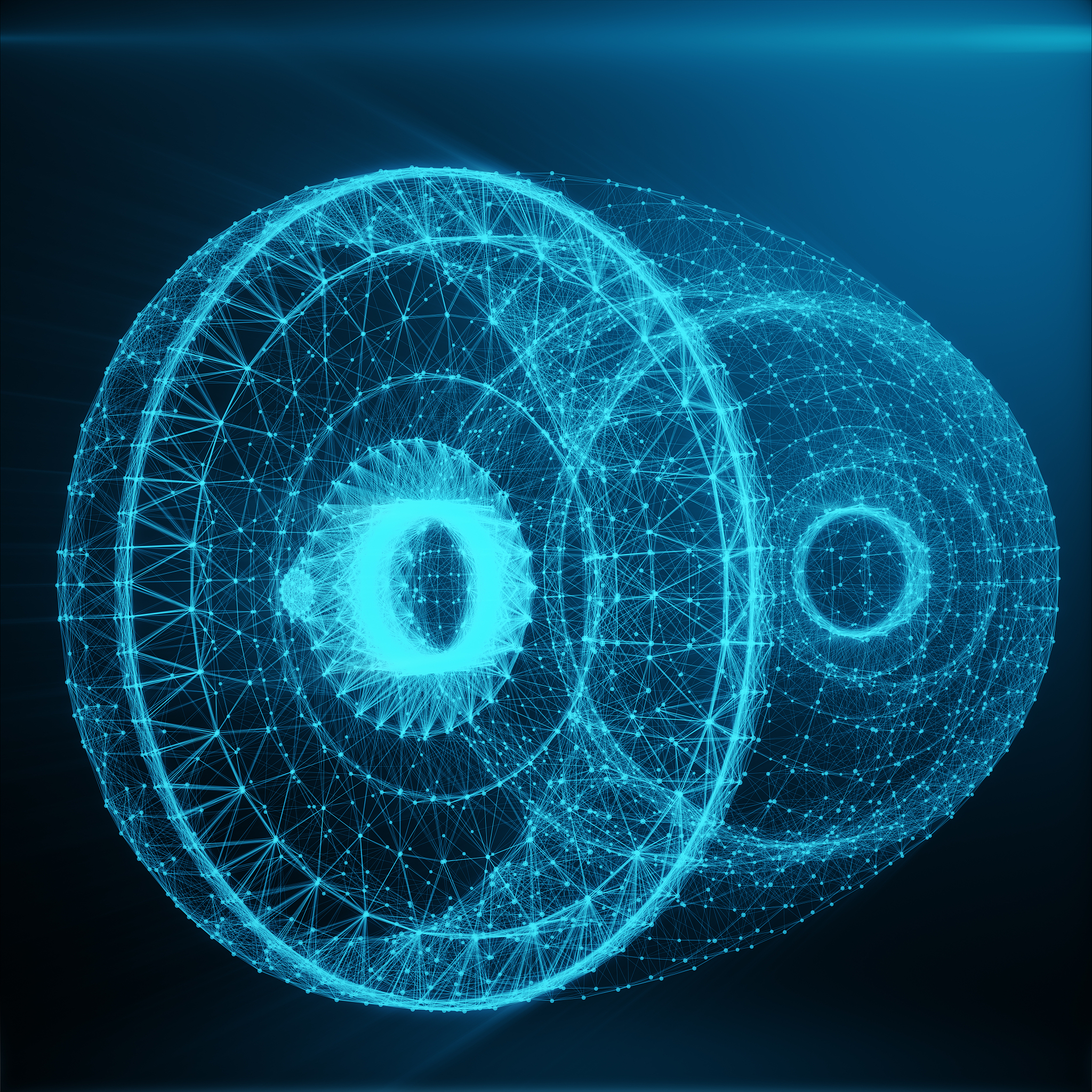 abstract jet engine, abstract polygonal consisting of blue dots 