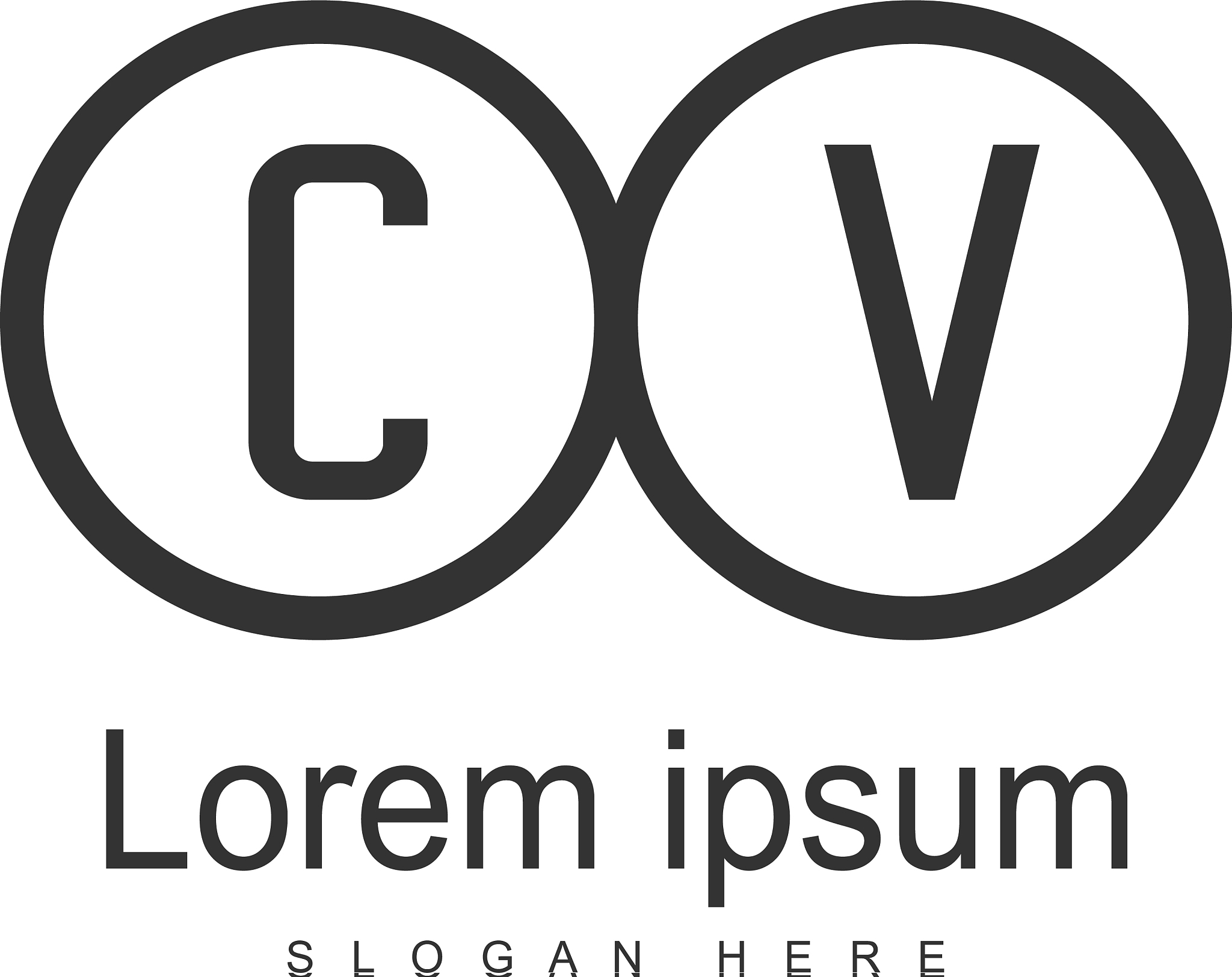 initial cv logo template with modern frame