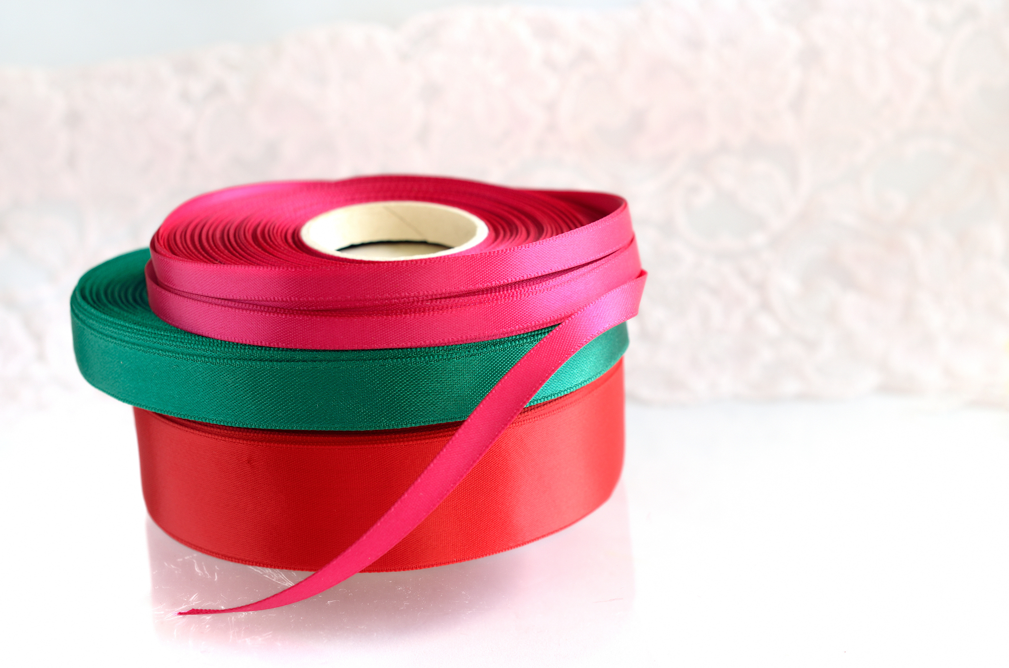 ribbon rolls on a white background