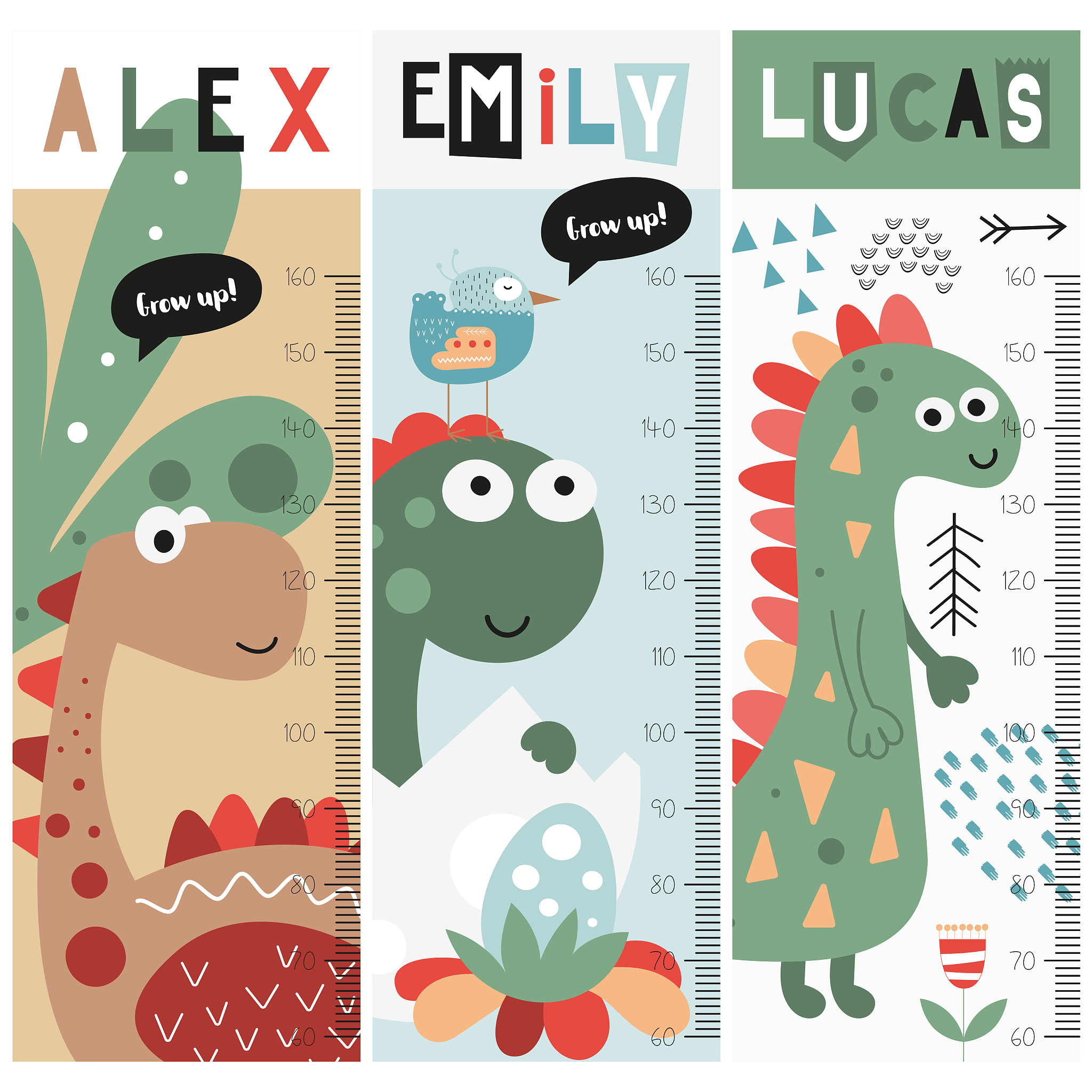 儿童身高墙贴：卡通动物图案，PVC材质，自粘，DIY装饰