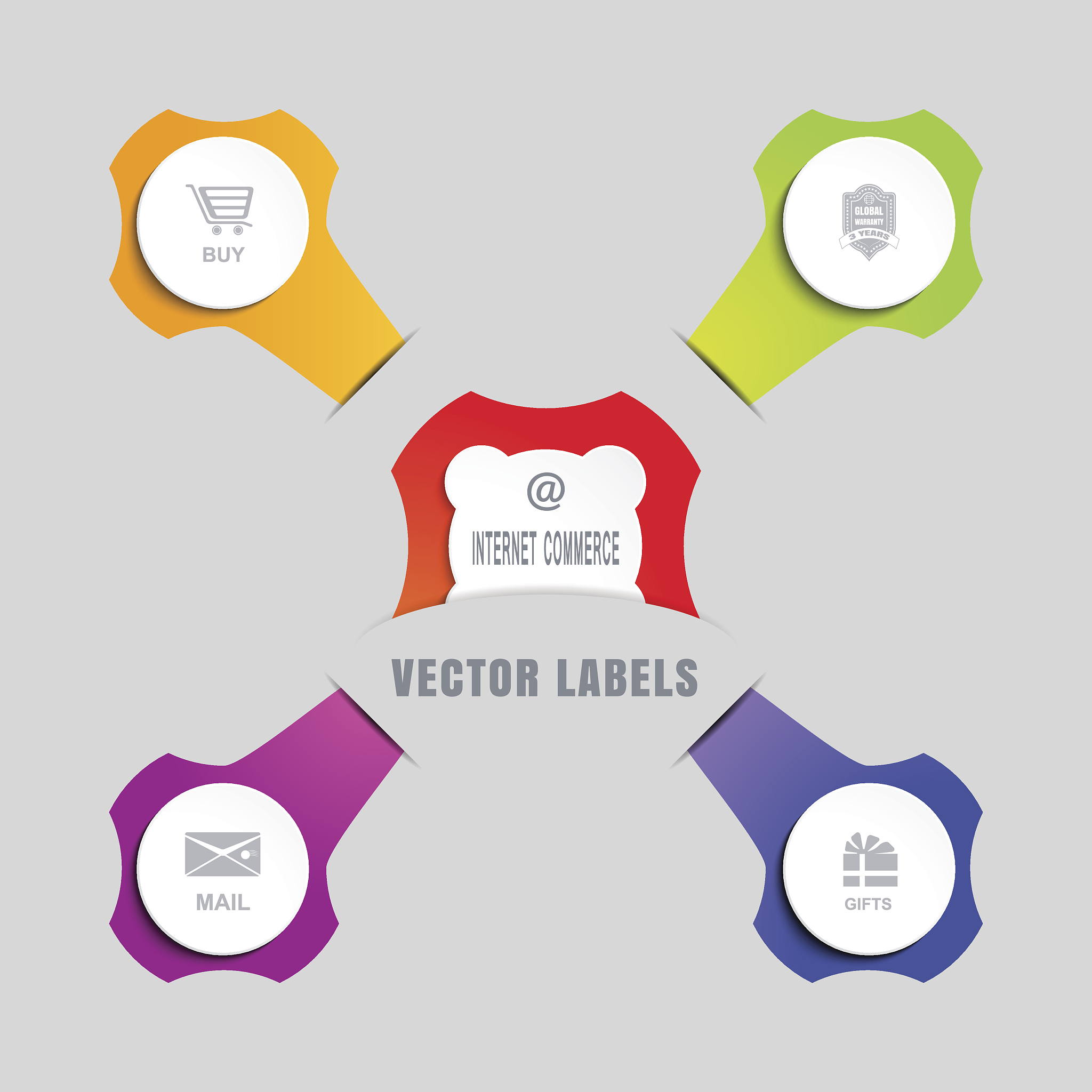 vector set of internet commerce labels.