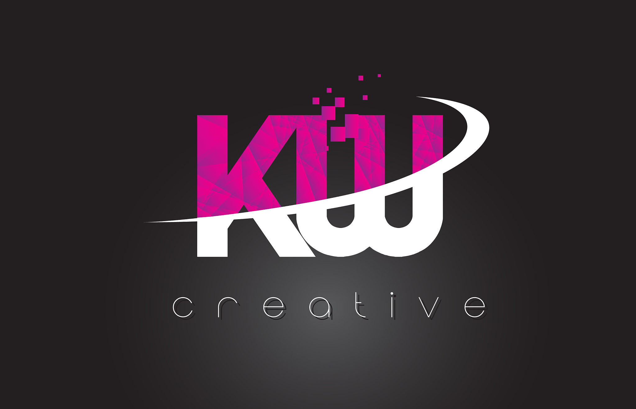 kw k w creative letters design with white pink