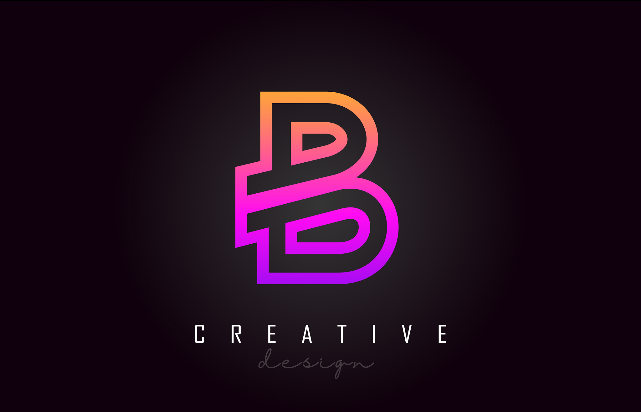 b purple letter logo monogram design creative b