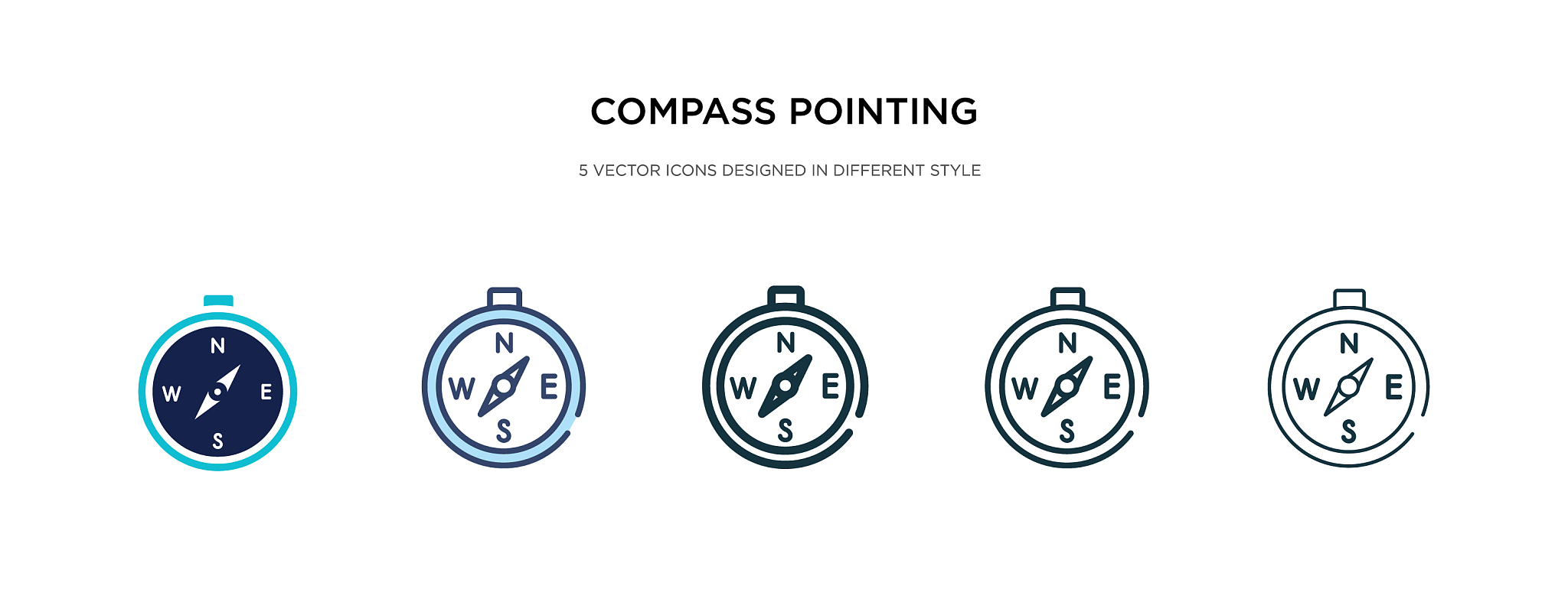 compass pointing south east icon in different