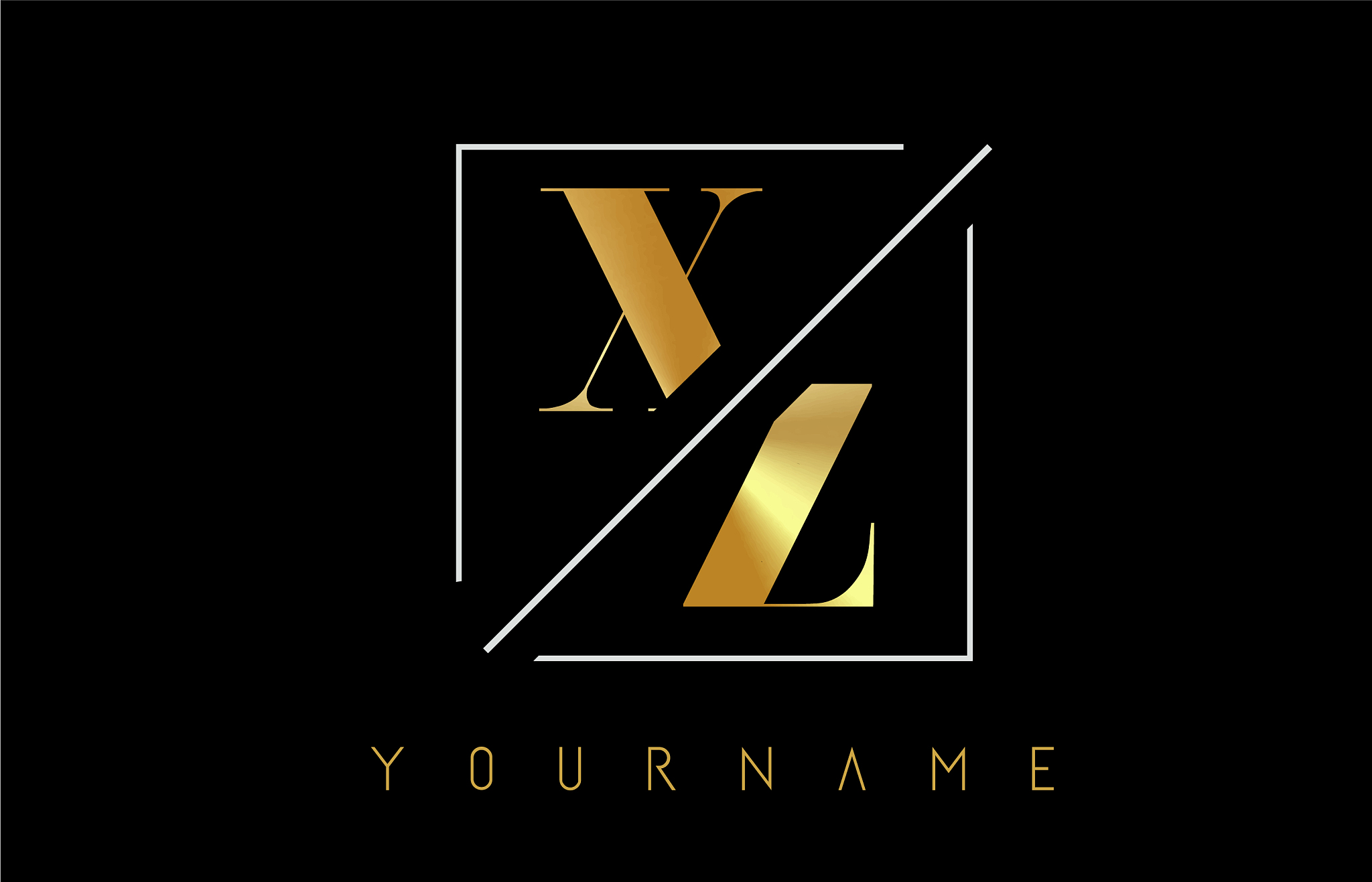 xz golden letter logo with cutted and intersected