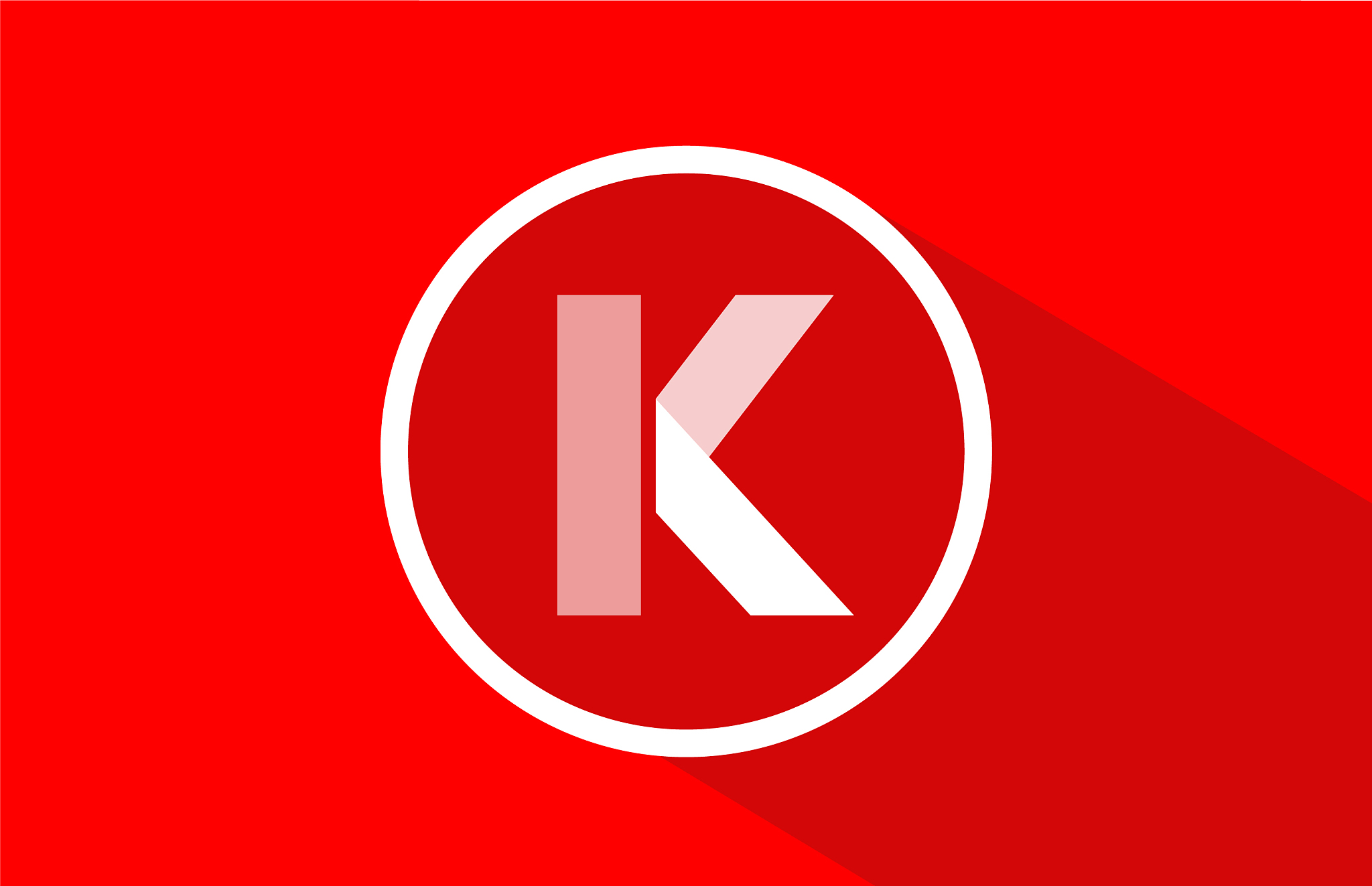 long shadow k red letter logo alphabet for