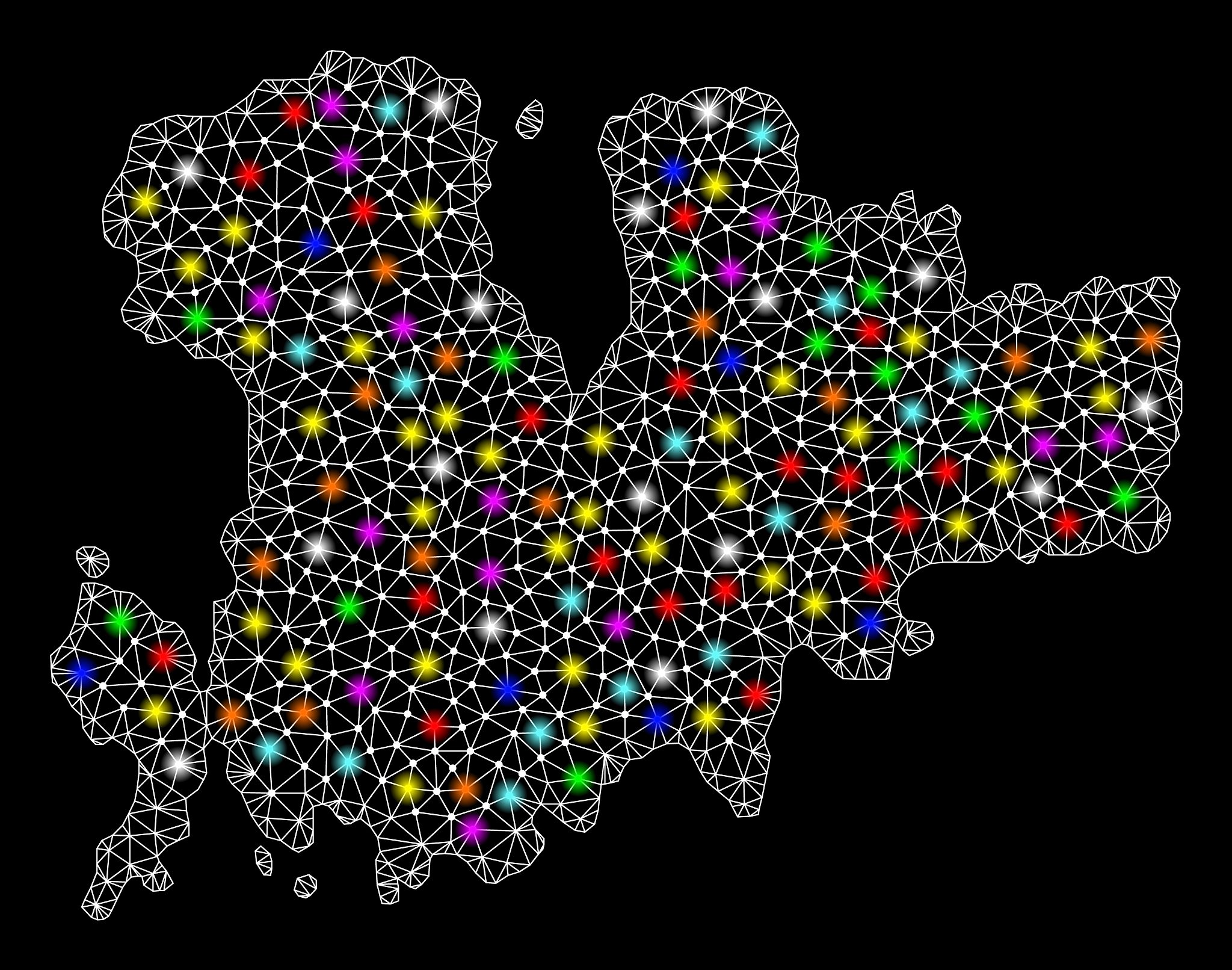 mesh wire frame map of mykonos island with