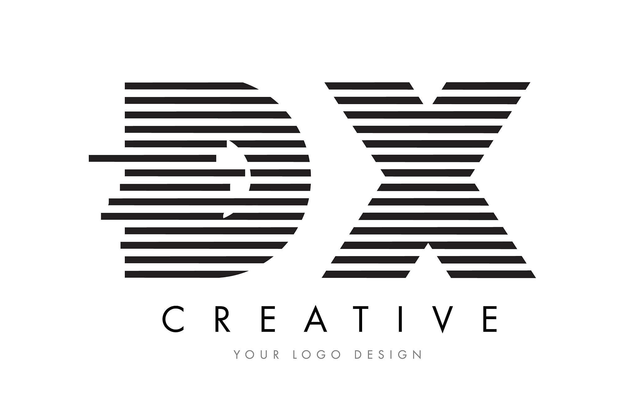 dx d x zebra letter logo design with black and