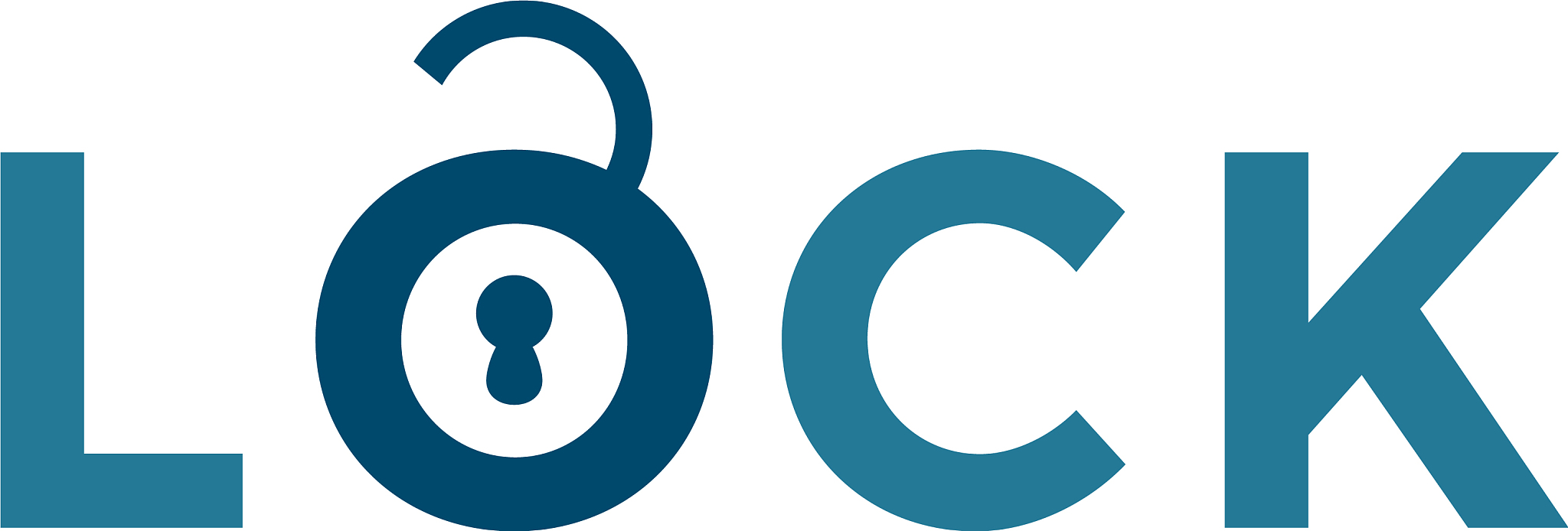 text lock with open lock logo design