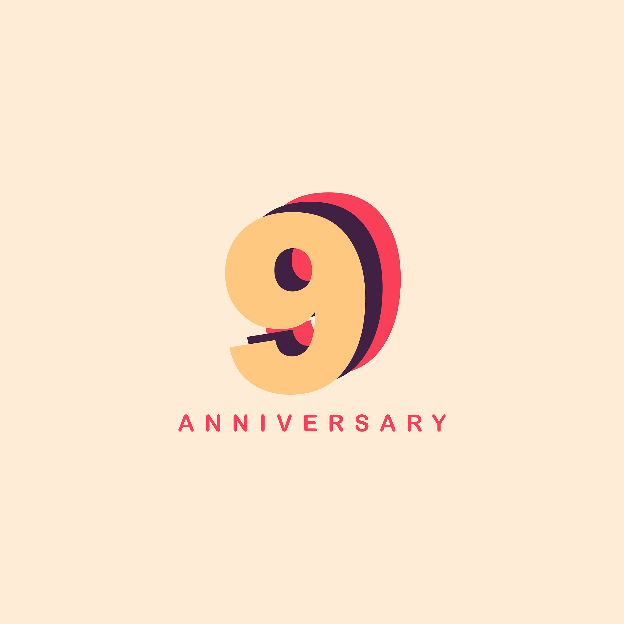 9 years anniversary template design