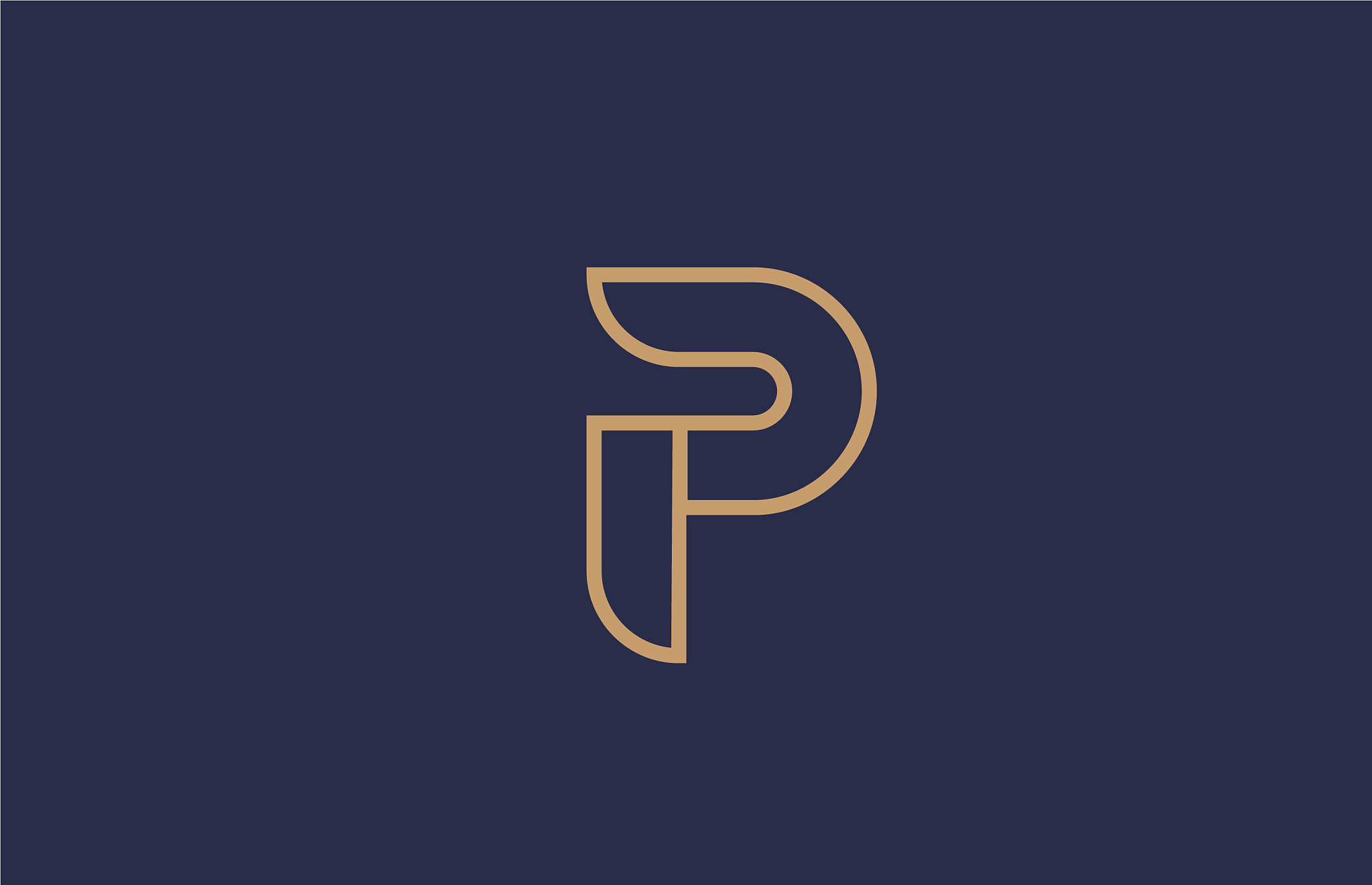 brown blue line alphabet letter p logo company