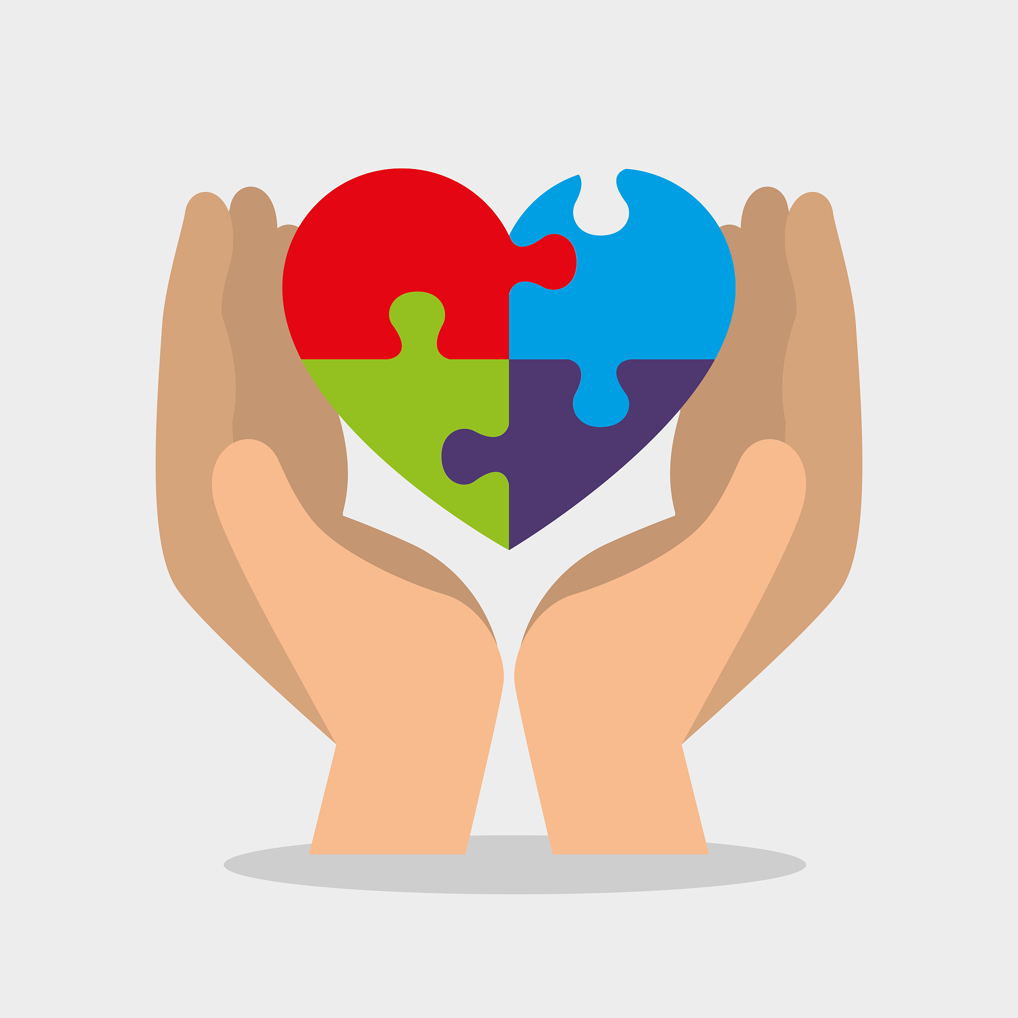 hand with heart puzzle to autism day
