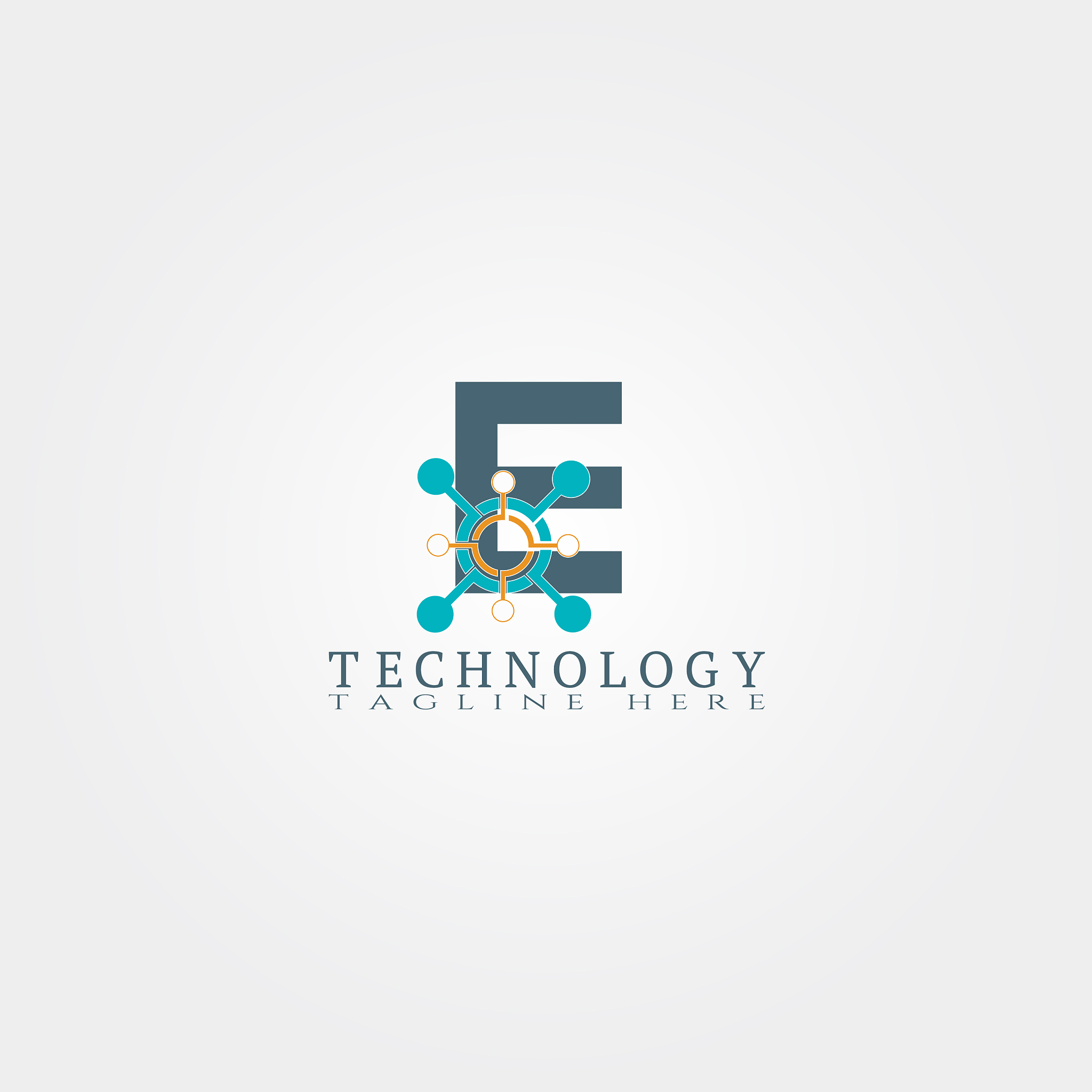 technology icon template with e letter creative