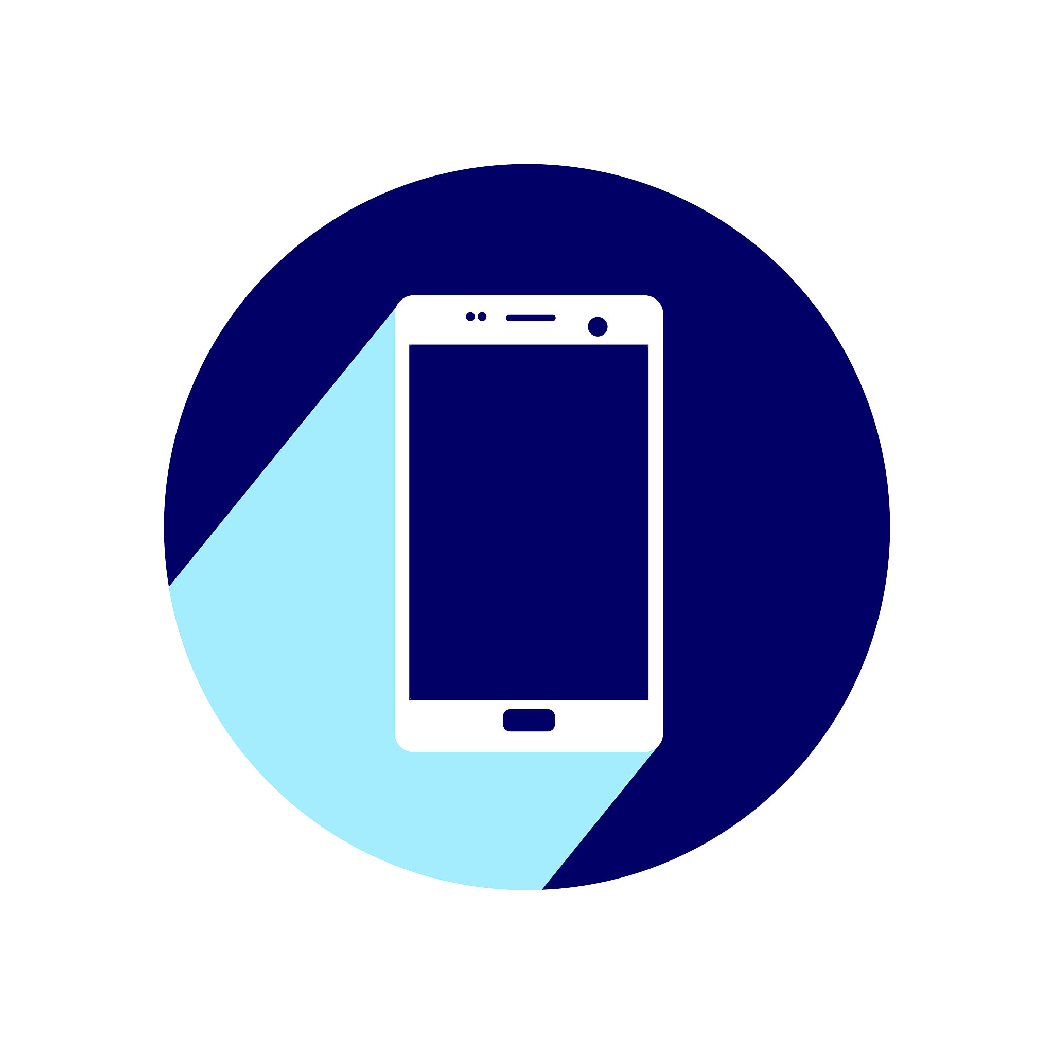 mobile phone. flat icon with long shadow.