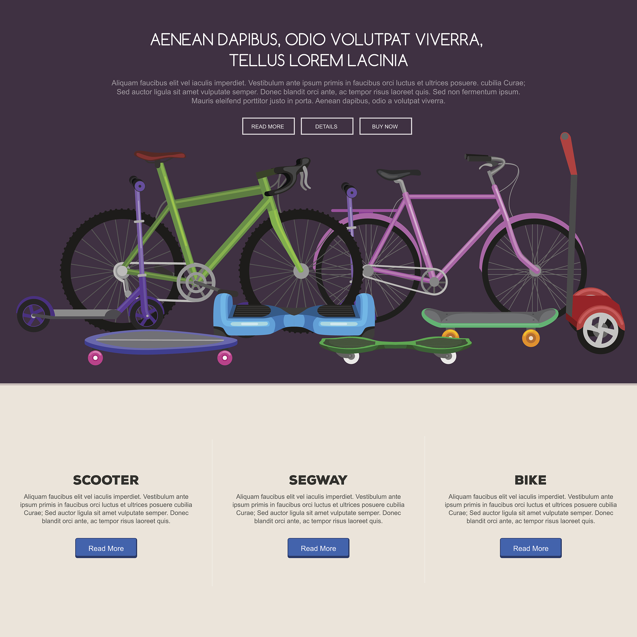 one and two wheeled mobility electric vehicle vector illustratio