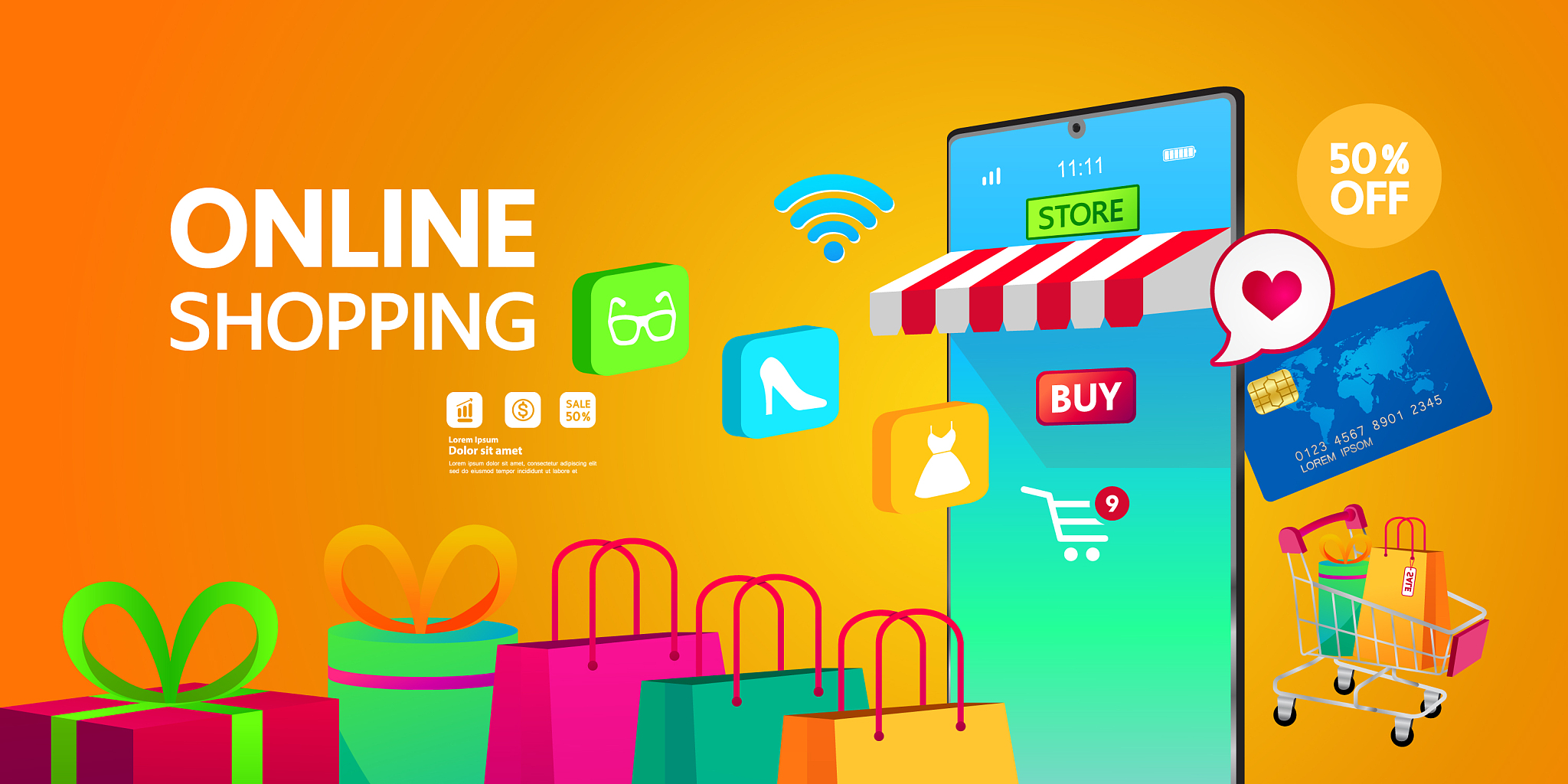 shopping online on website or mobile application
