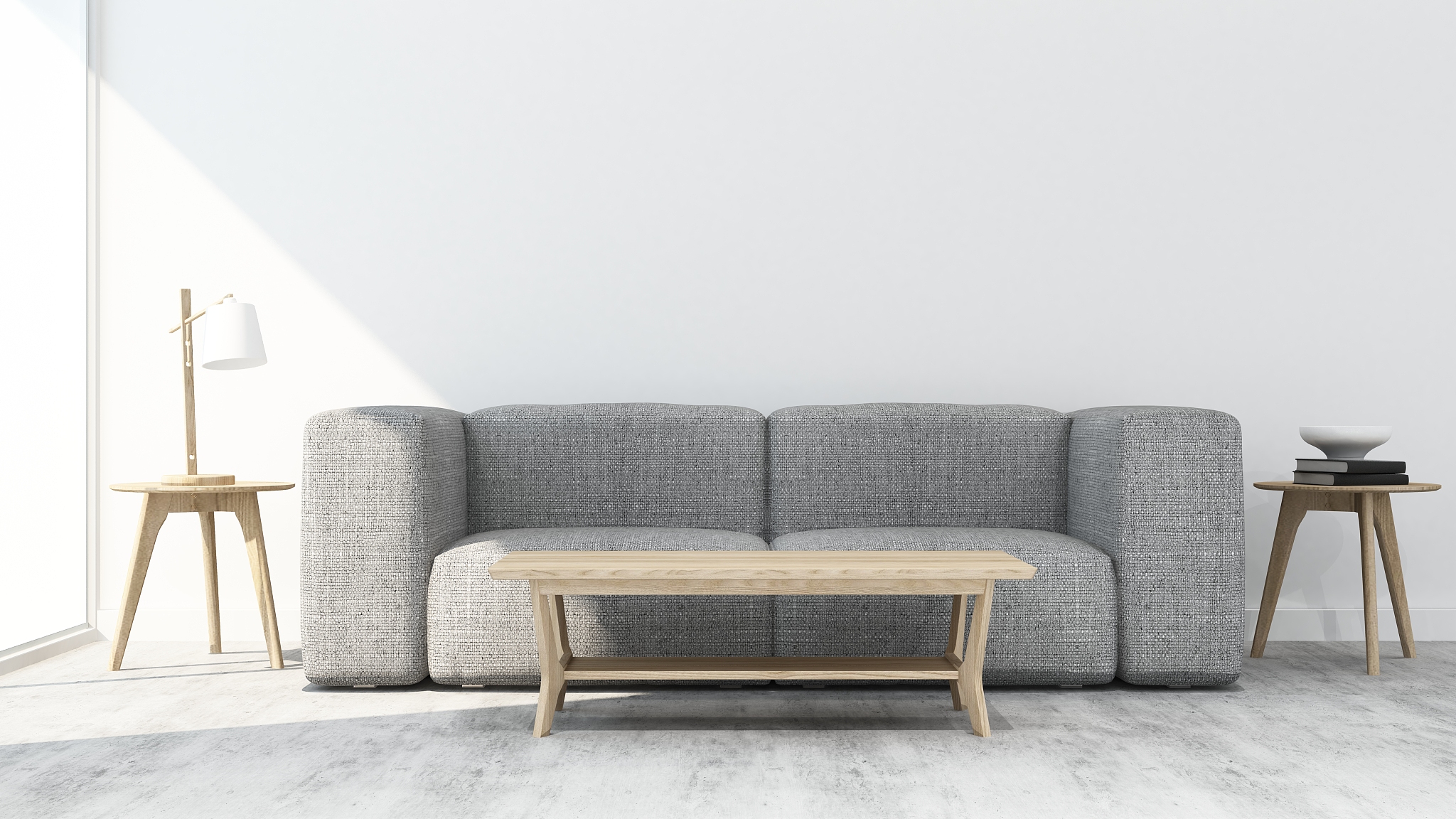 living space room in apartment - 3d rendering