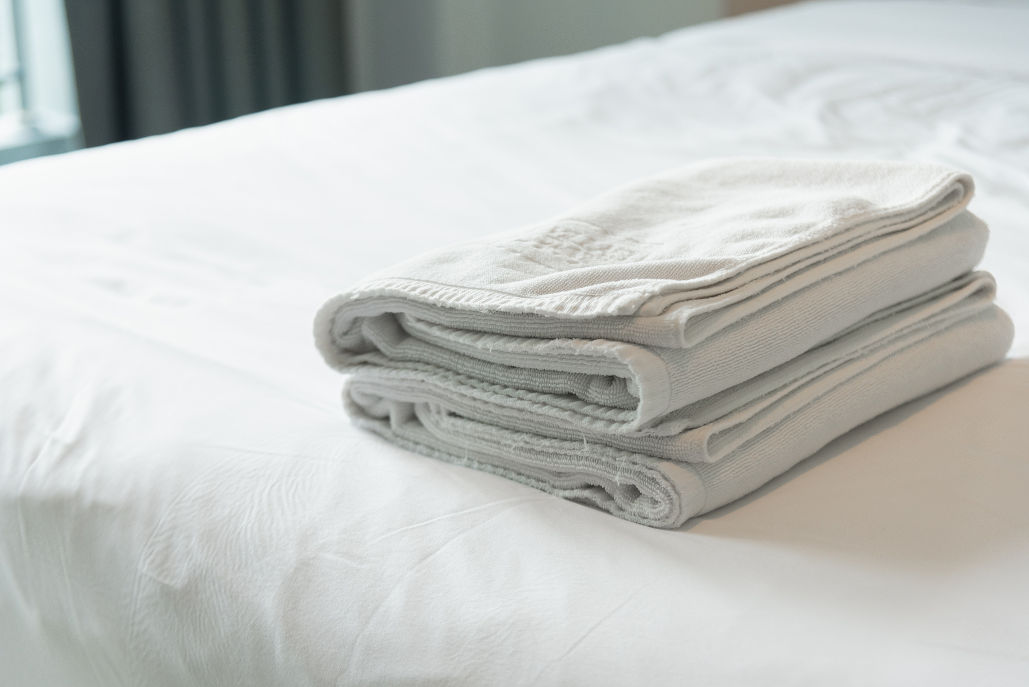 towels put on the white in the modern hotel