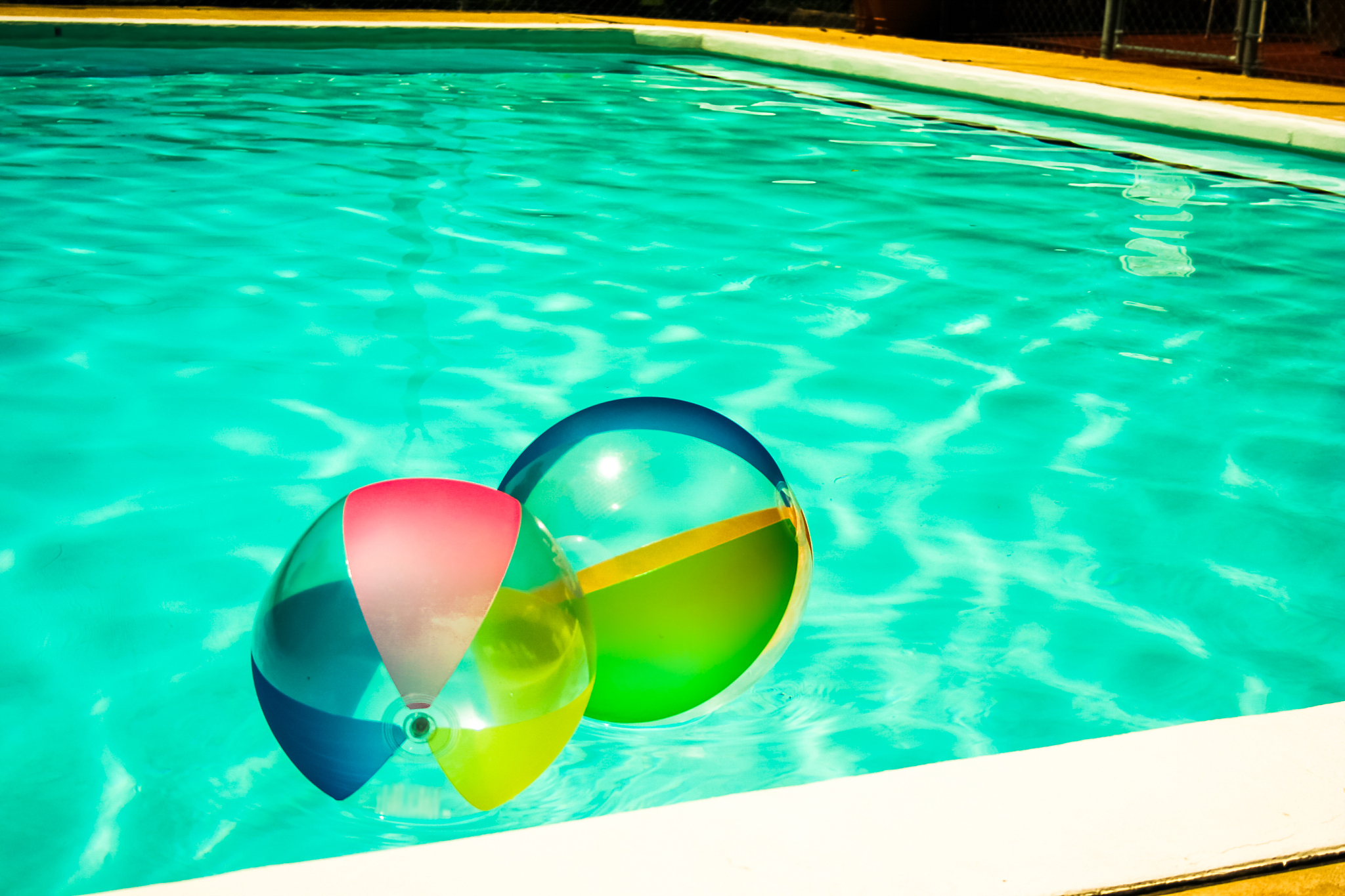 balls floating in water