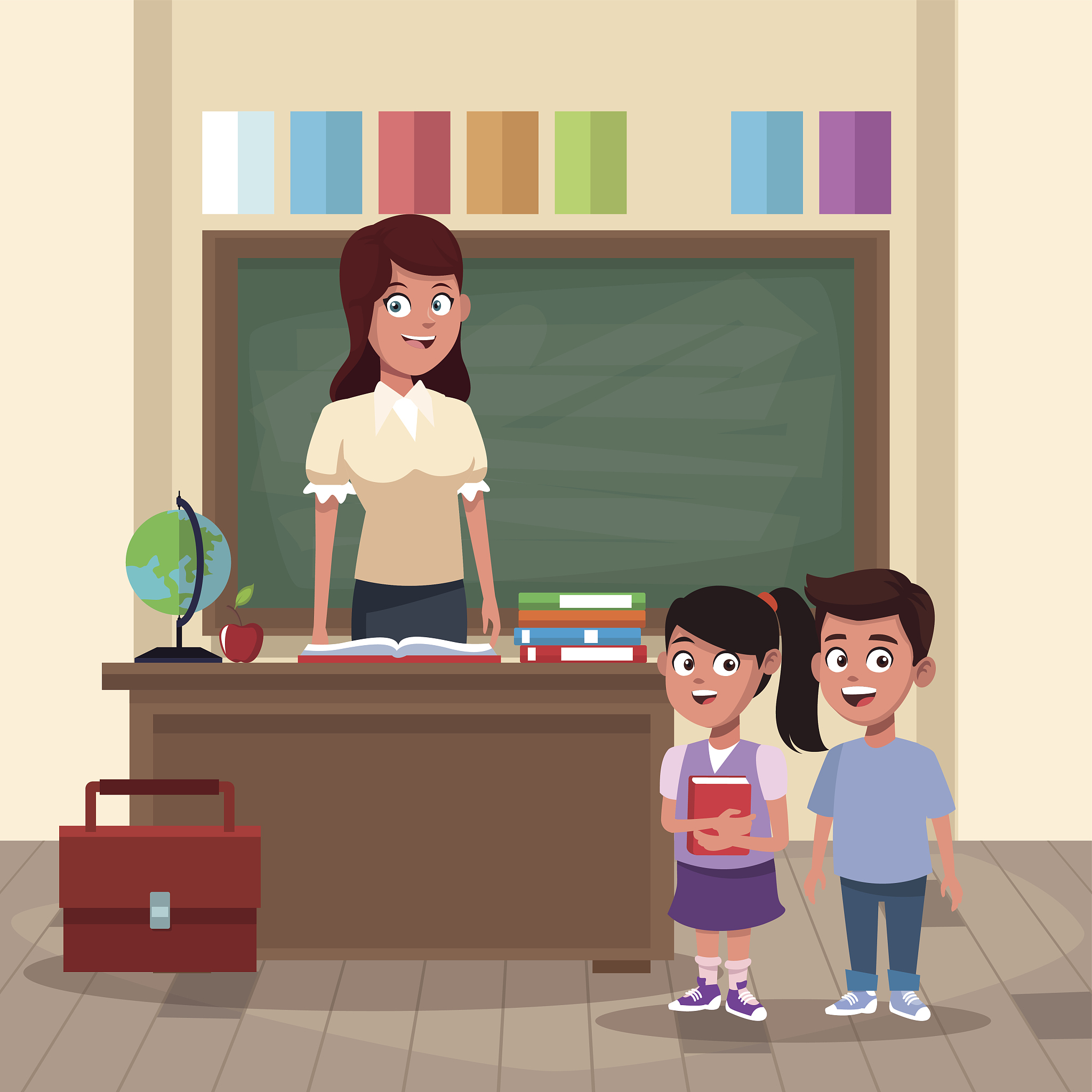 teacher with kids in classroom