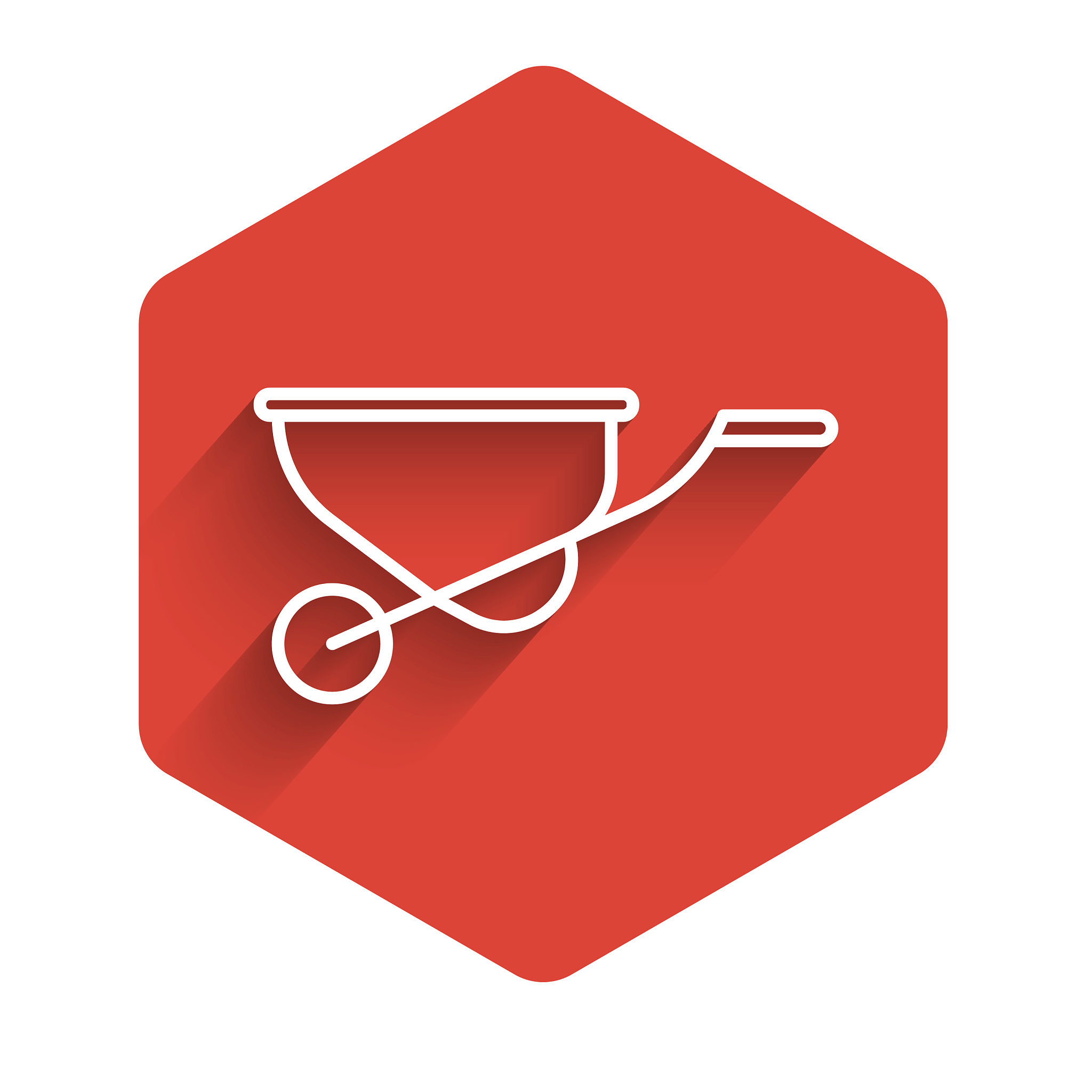 white line wheelbarrow icon isolated with long