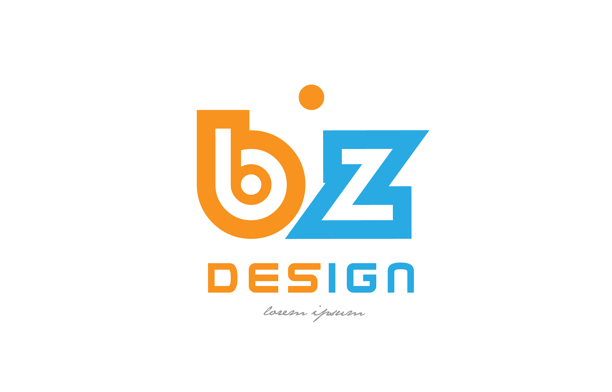 bz b z orange blue alphabet letter logo