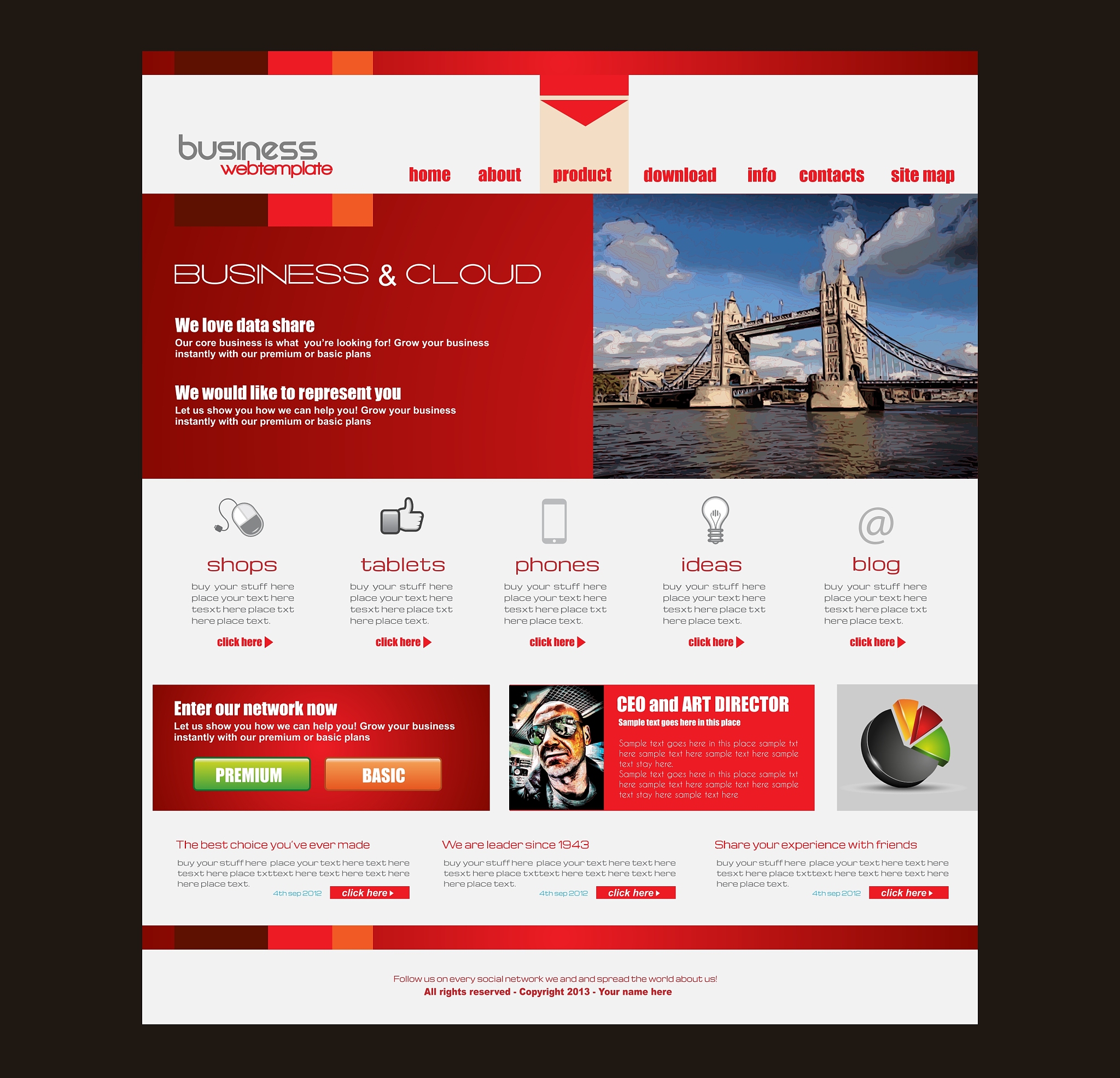website template for corporate business and cloud