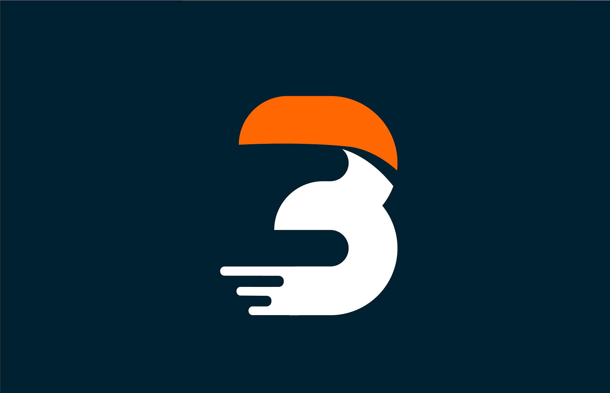 orange white creative number 3 logo icon for