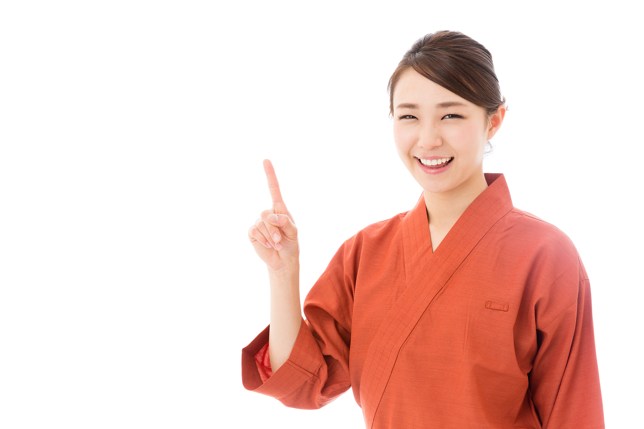 portrait of asian waitress isolated on white background