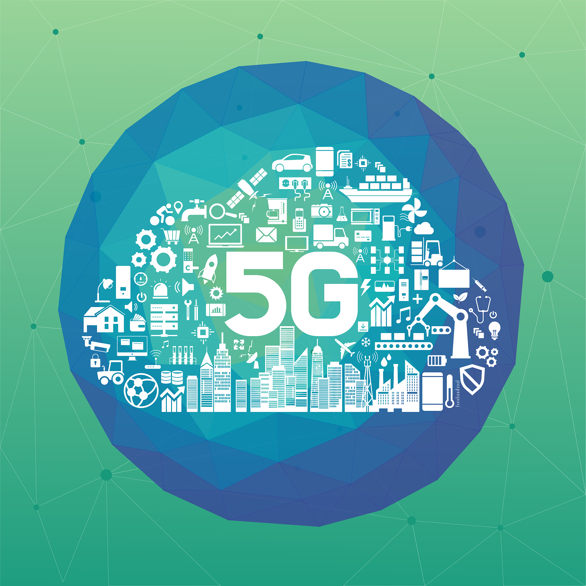 5g network icons of cloud shape.