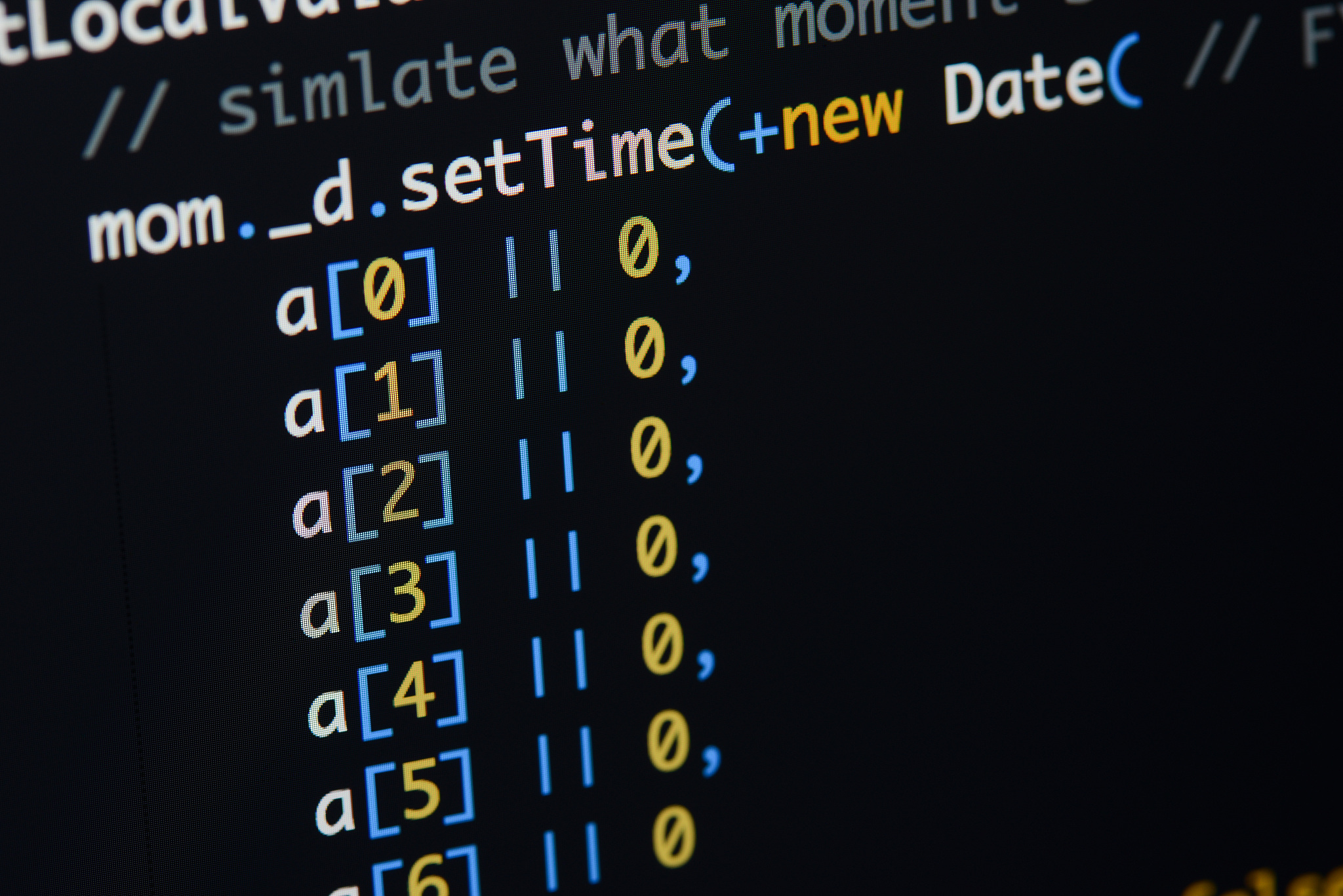 real java script code developing screen. programing workflow abs