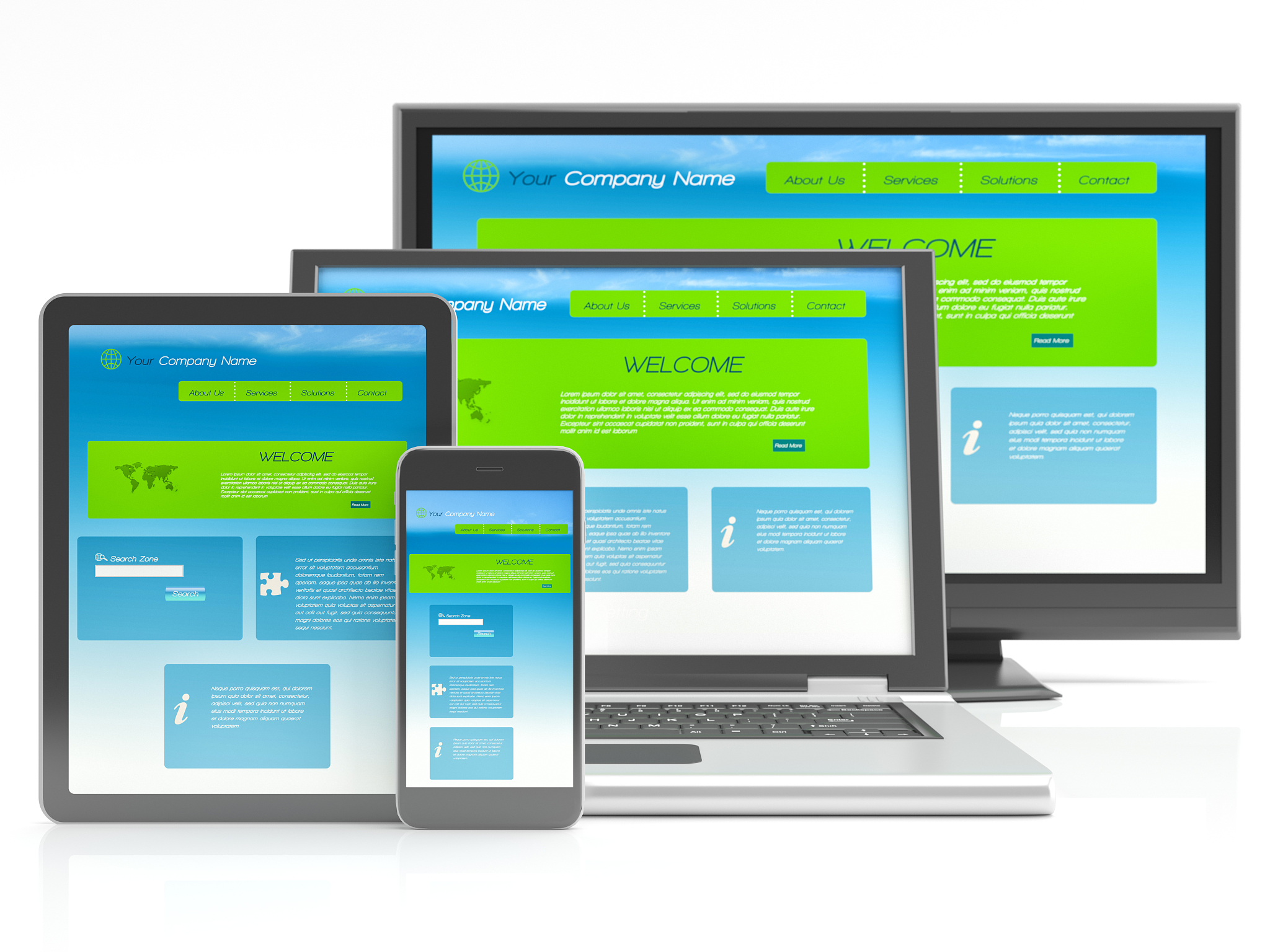 website template on multiple devices