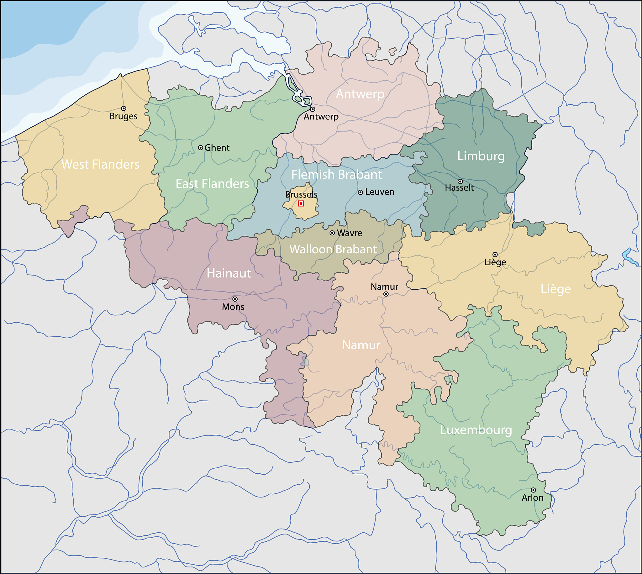 map of belgium