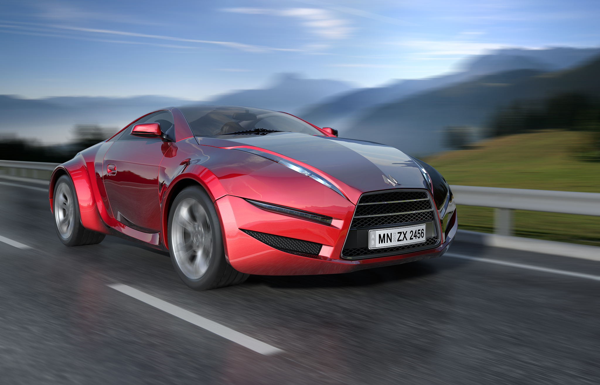 sports car moving on the road